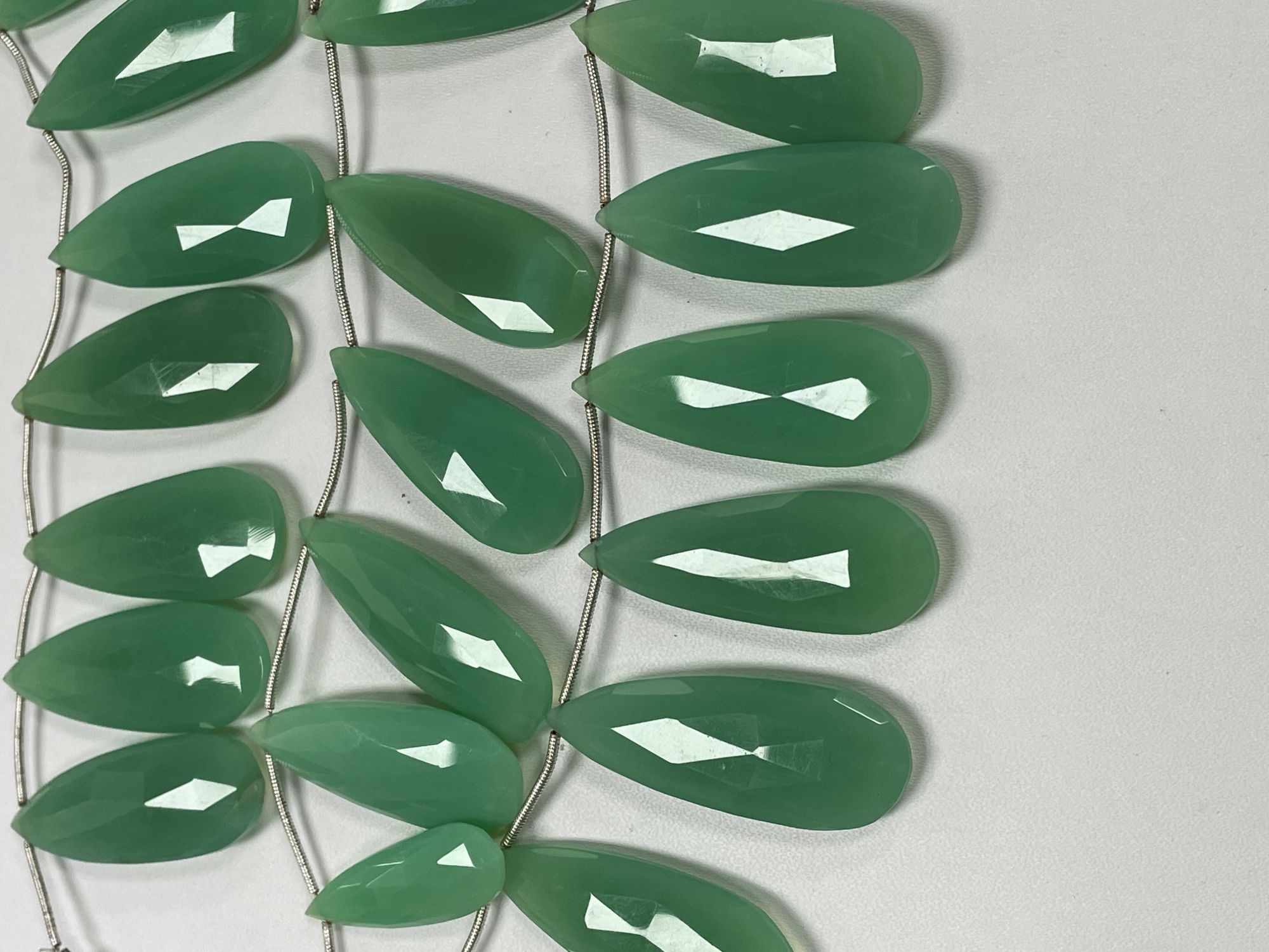 Green Chalcedony Pears Faceted
