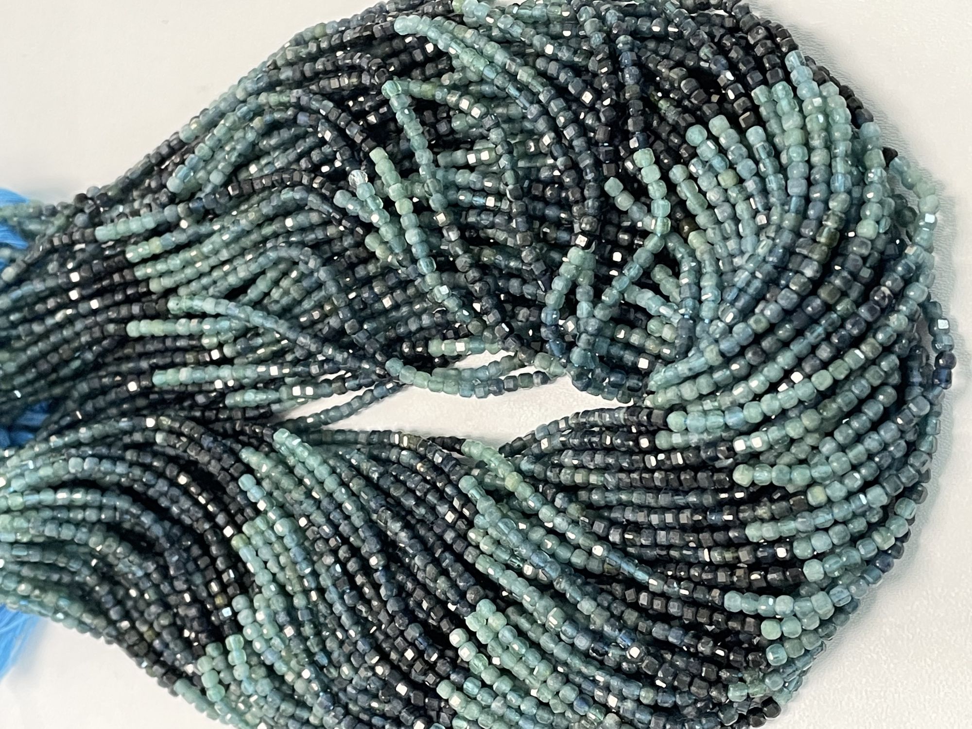 Shaded Blue Tourmaline Cube Faceted