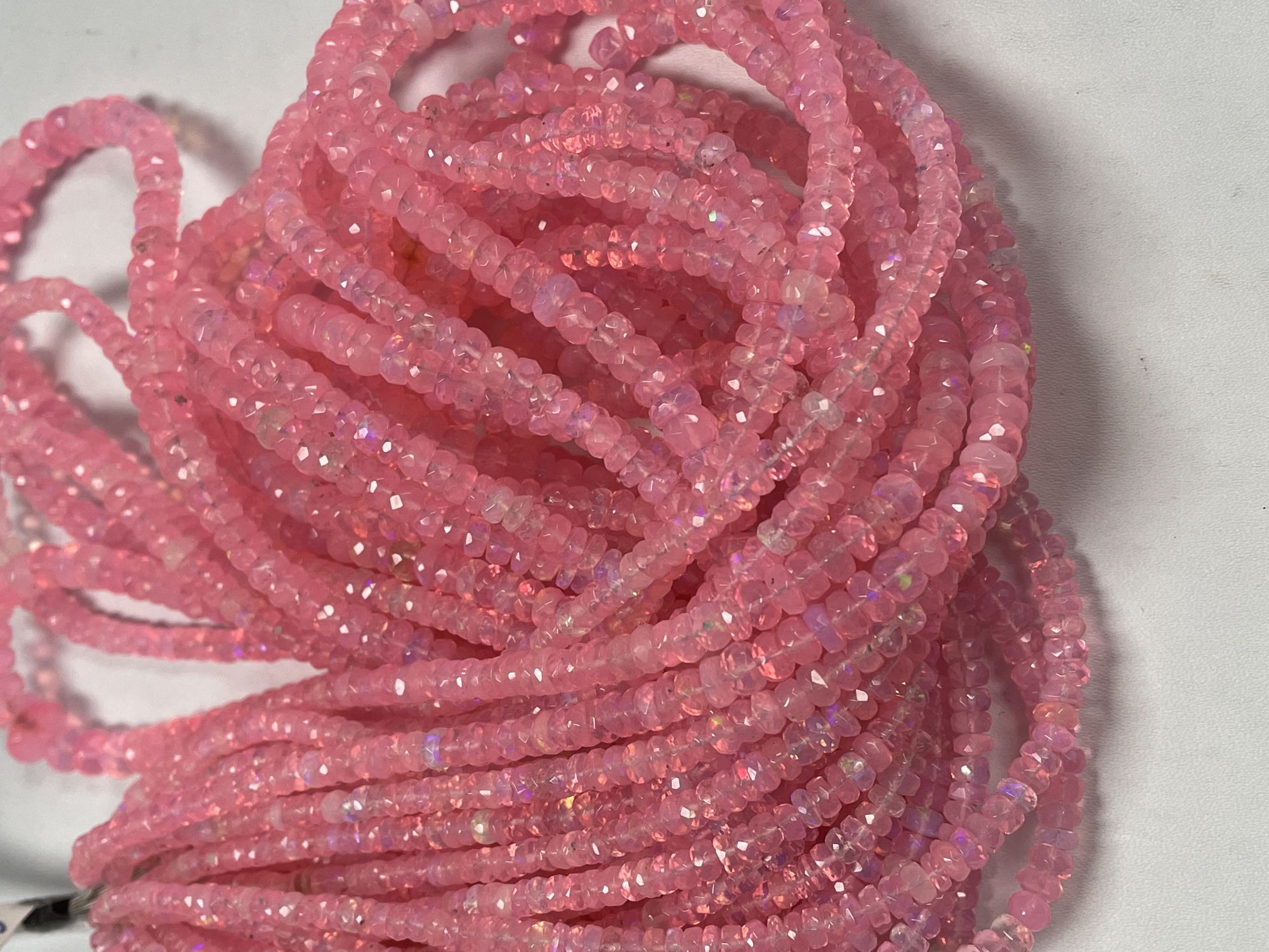Pink Ethiopian Opal Rondelle Faceted