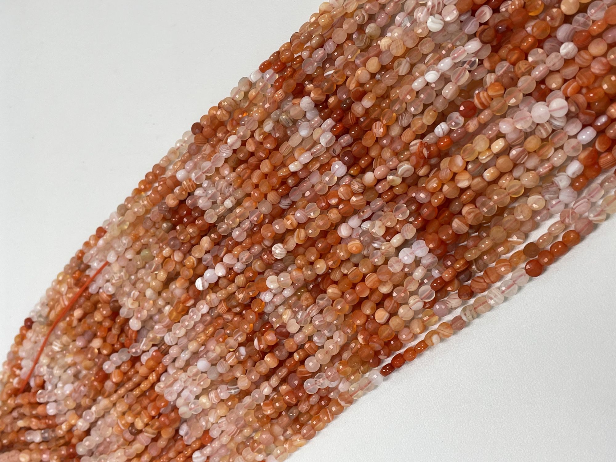 Shaded Orange Carnelian Coin Faceted