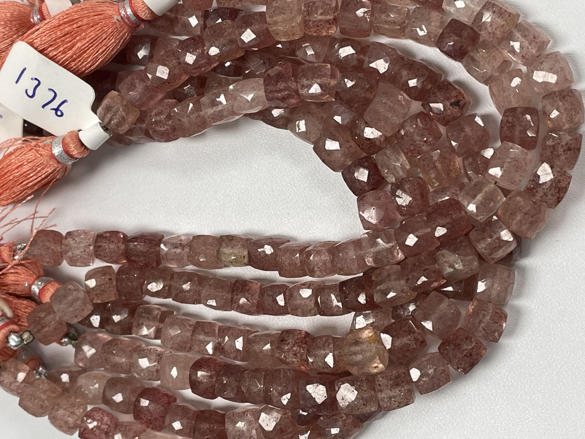 Strawberry Quartz Cubes Faceted