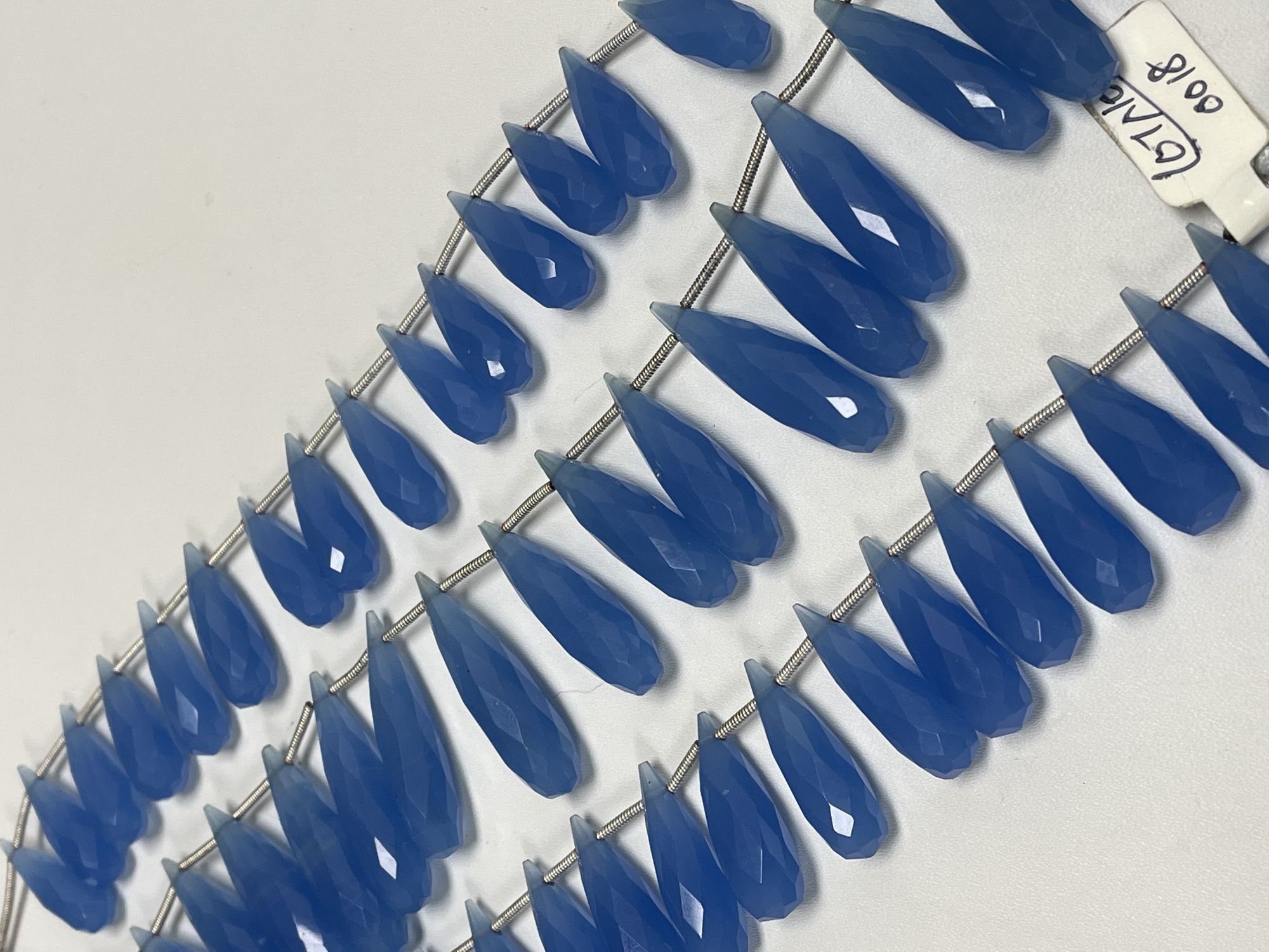 Blue Chalcedony Long Drop Faceted