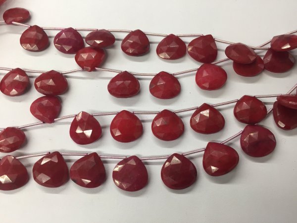 Ruby Hearts Faceted (Heat Treated)