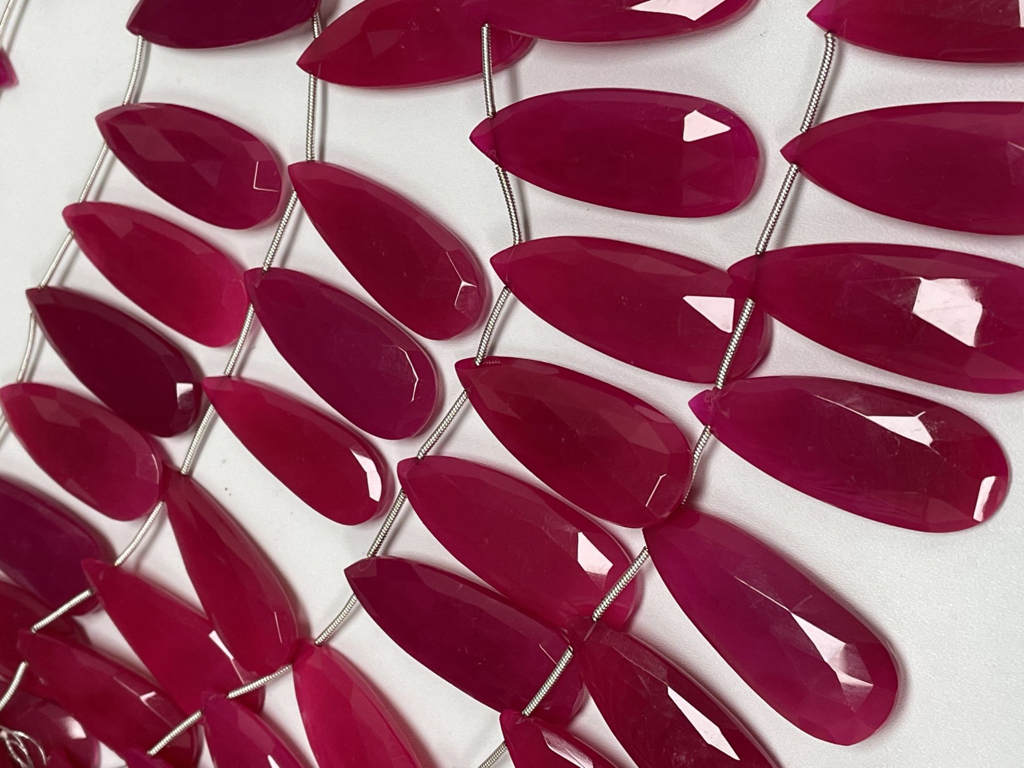 Pink Chalcedony Long Pears Faceted