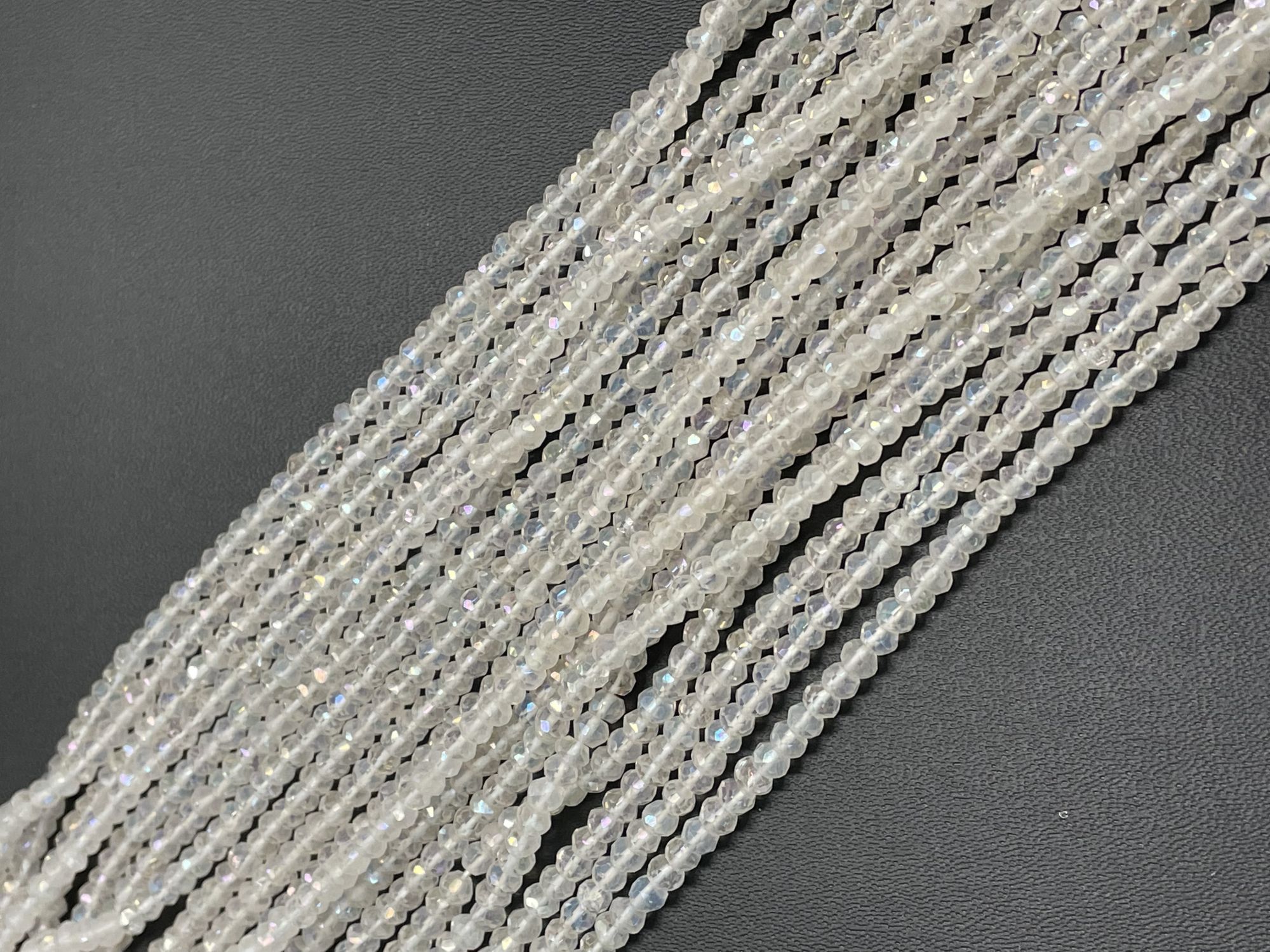 Coated Crystal Quartz Rondelle Faceted