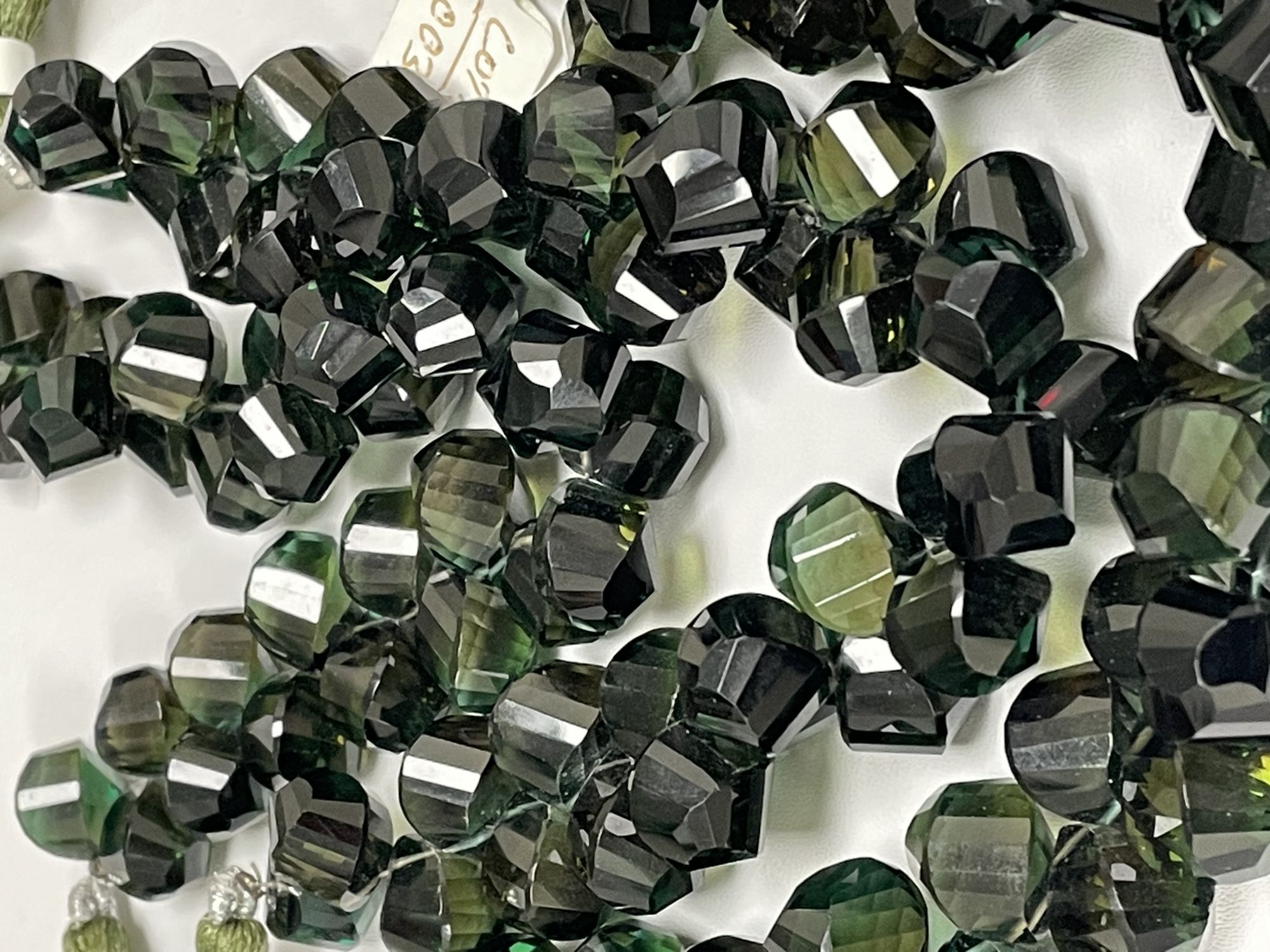 Olive Green Hydro Quartz Twisted Drop Faceted