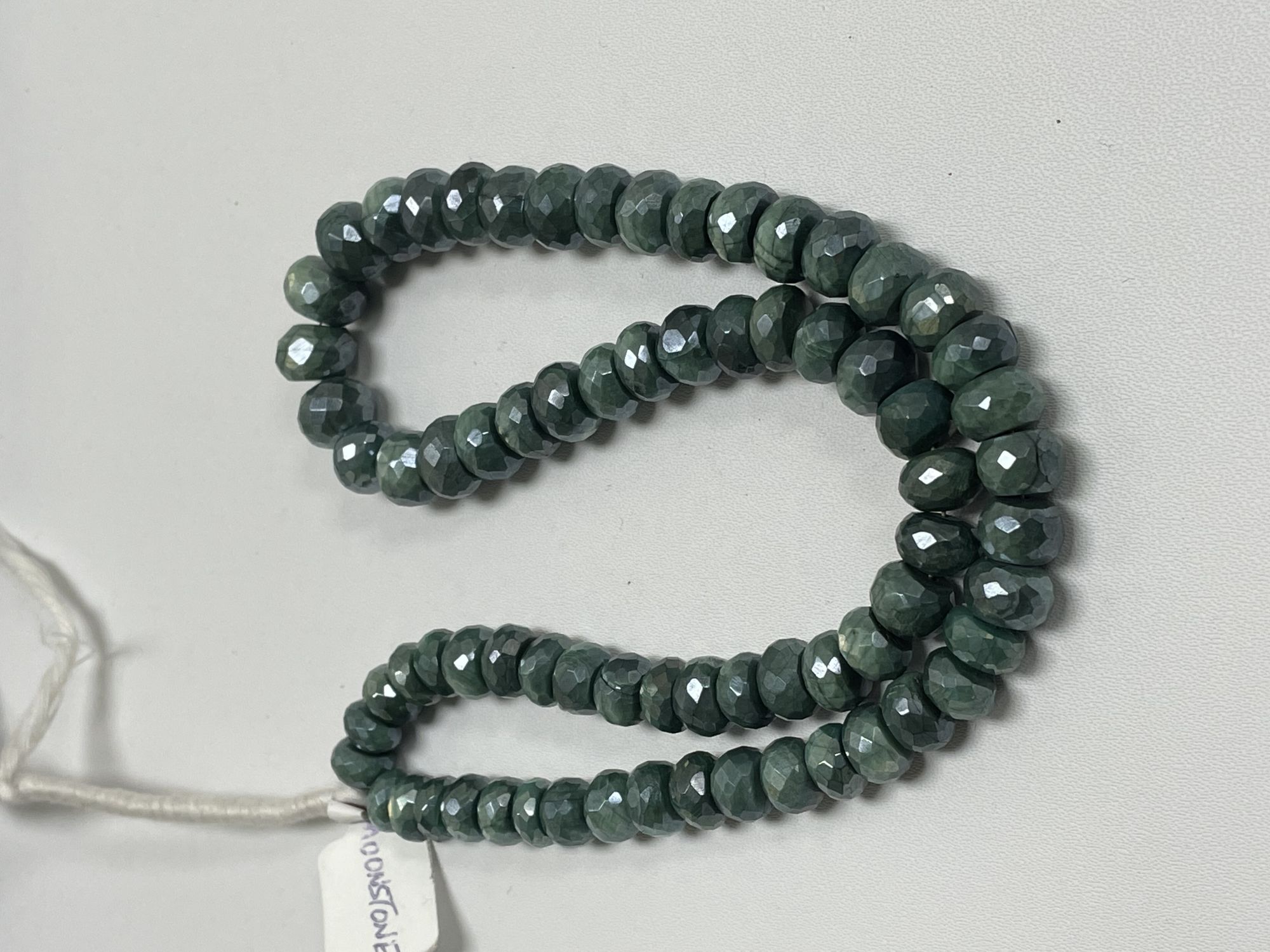 Green Coated Moonstone Rondelle Faceted