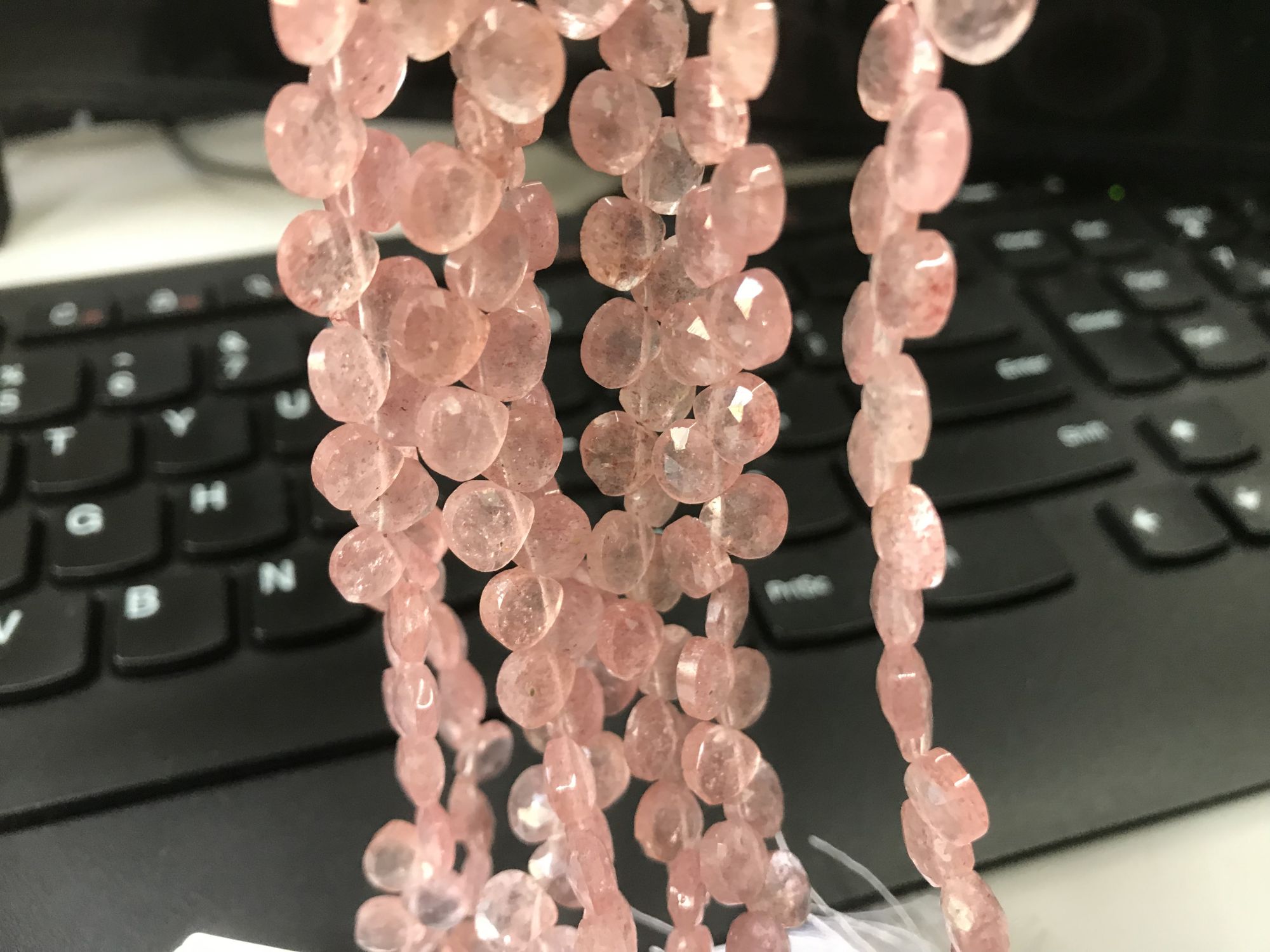 Strawberry Quartz Hearts Faceted