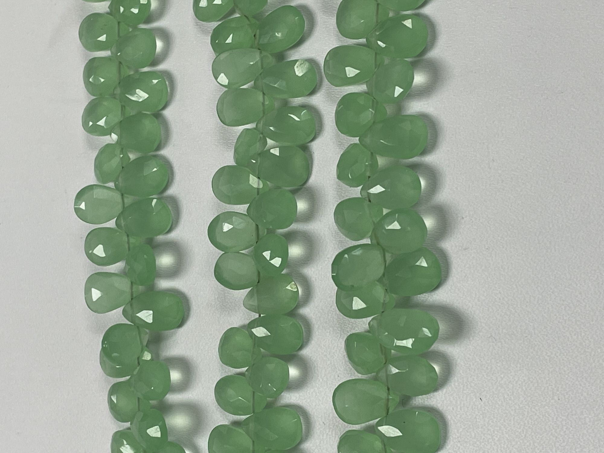Green Chalcedony Pear Faceted