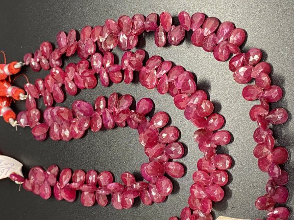 Ruby Pears Faceted Dyed