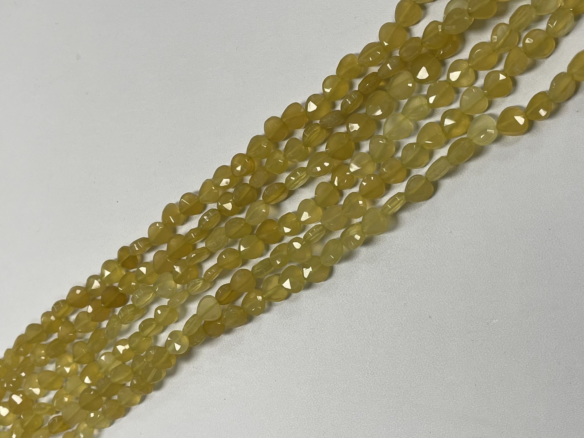 Yellow Chalcedony Heart Straight Drill Faceted