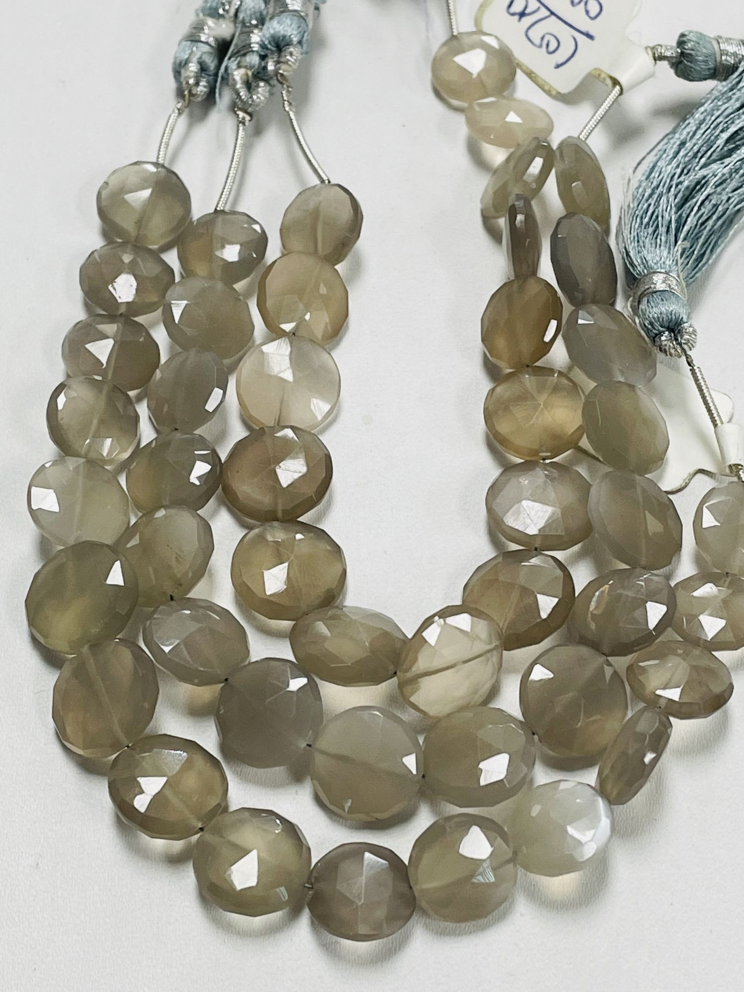 Grey Chalcedony Coin Faceted