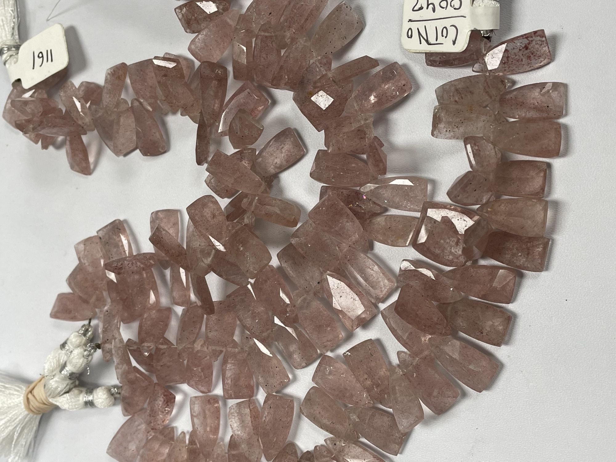 Pink Strawberry Quartz Fan Cut Faceted