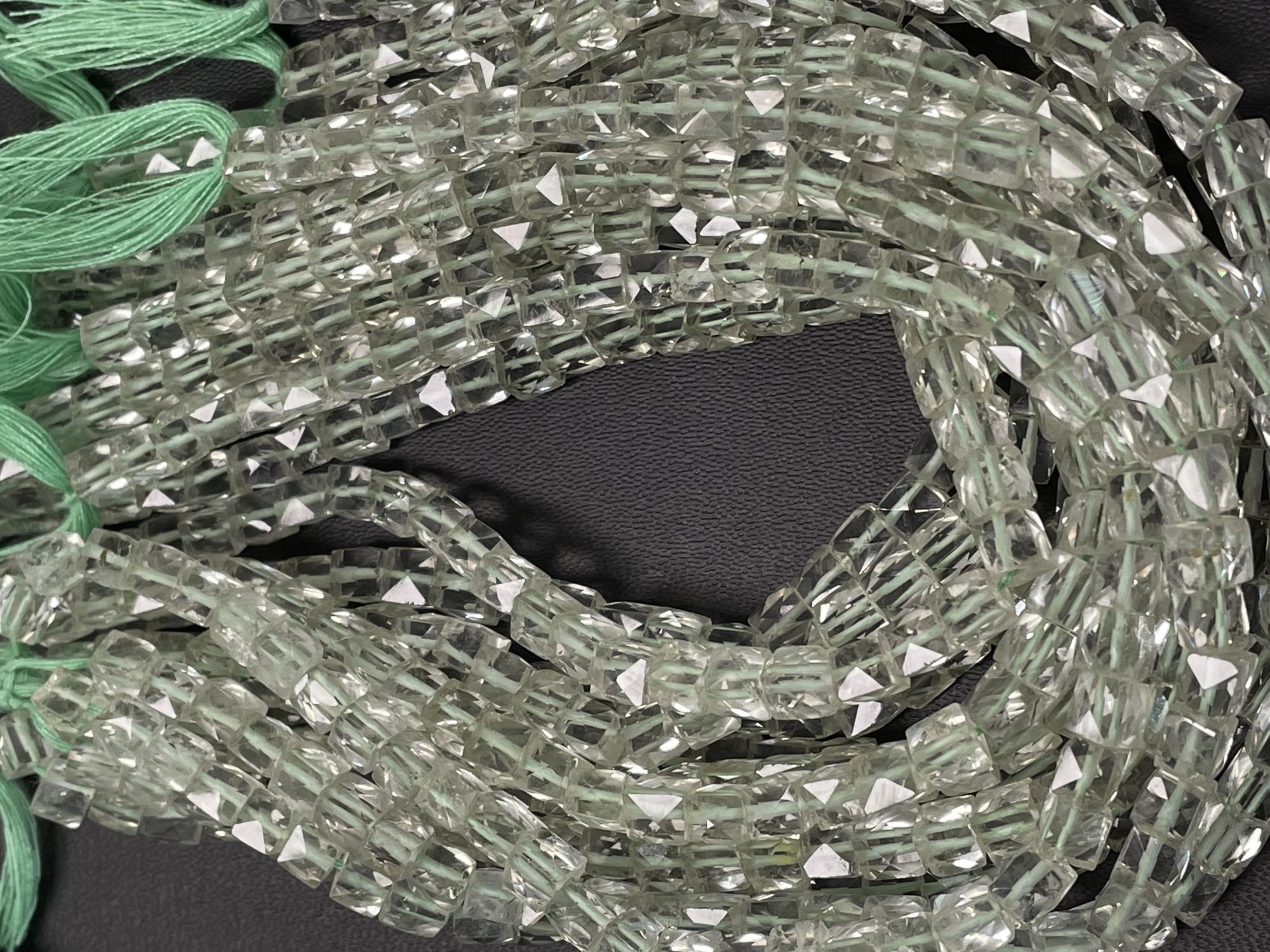 Green Amethyst Cube Faceted