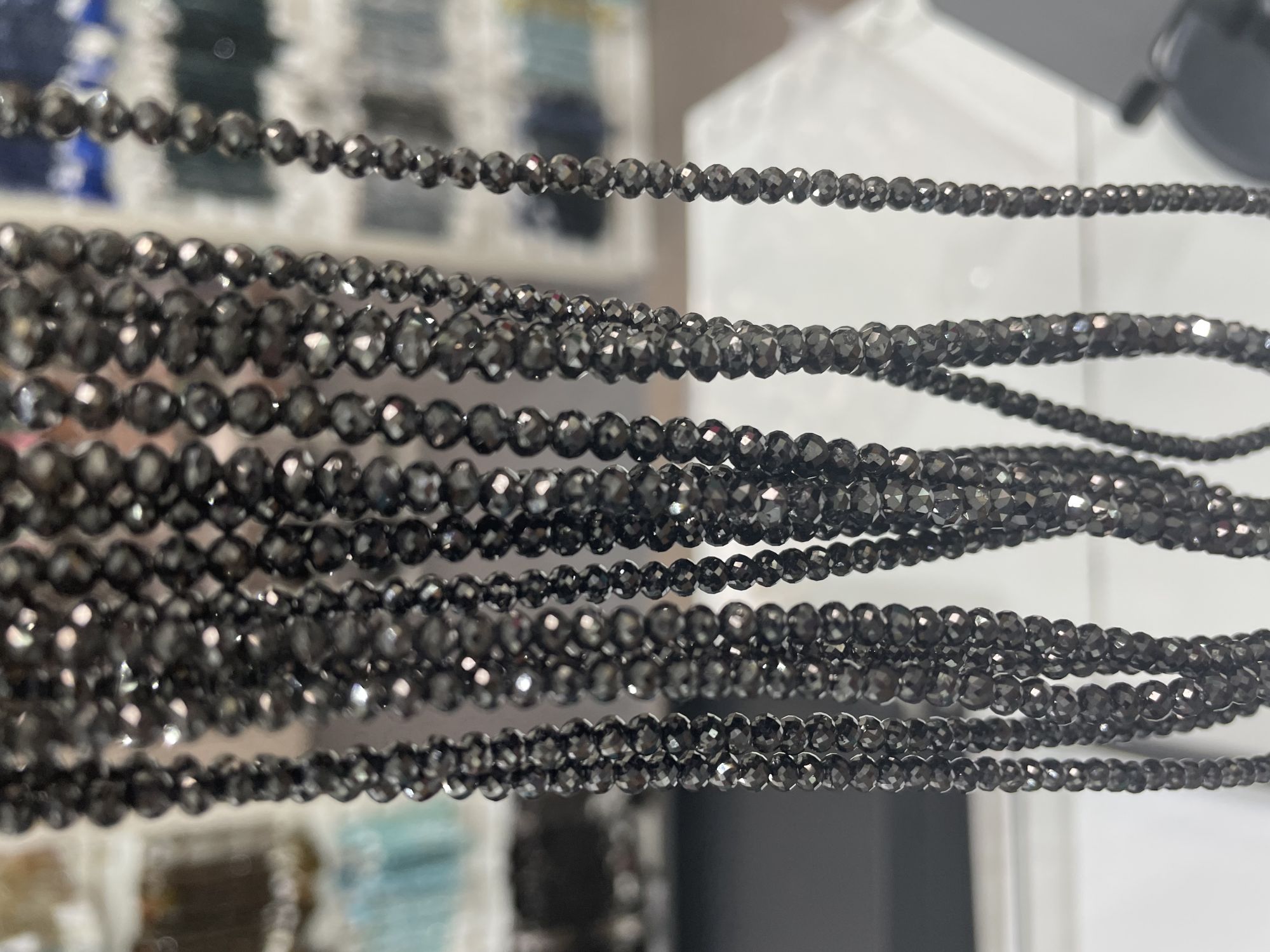 Natural Black Diamond Rondelle Faceted