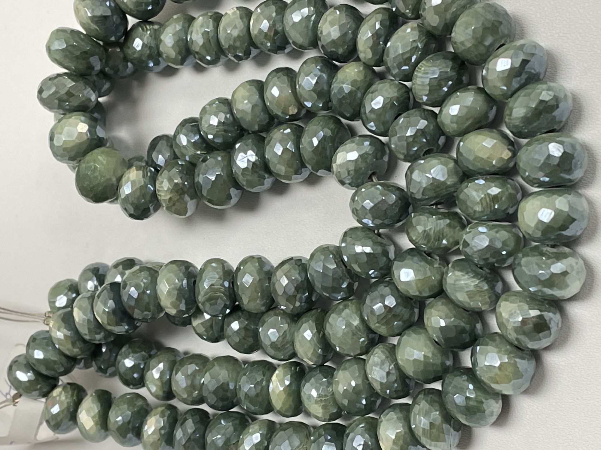 Green Coated Moonstone Rondelle Faceted