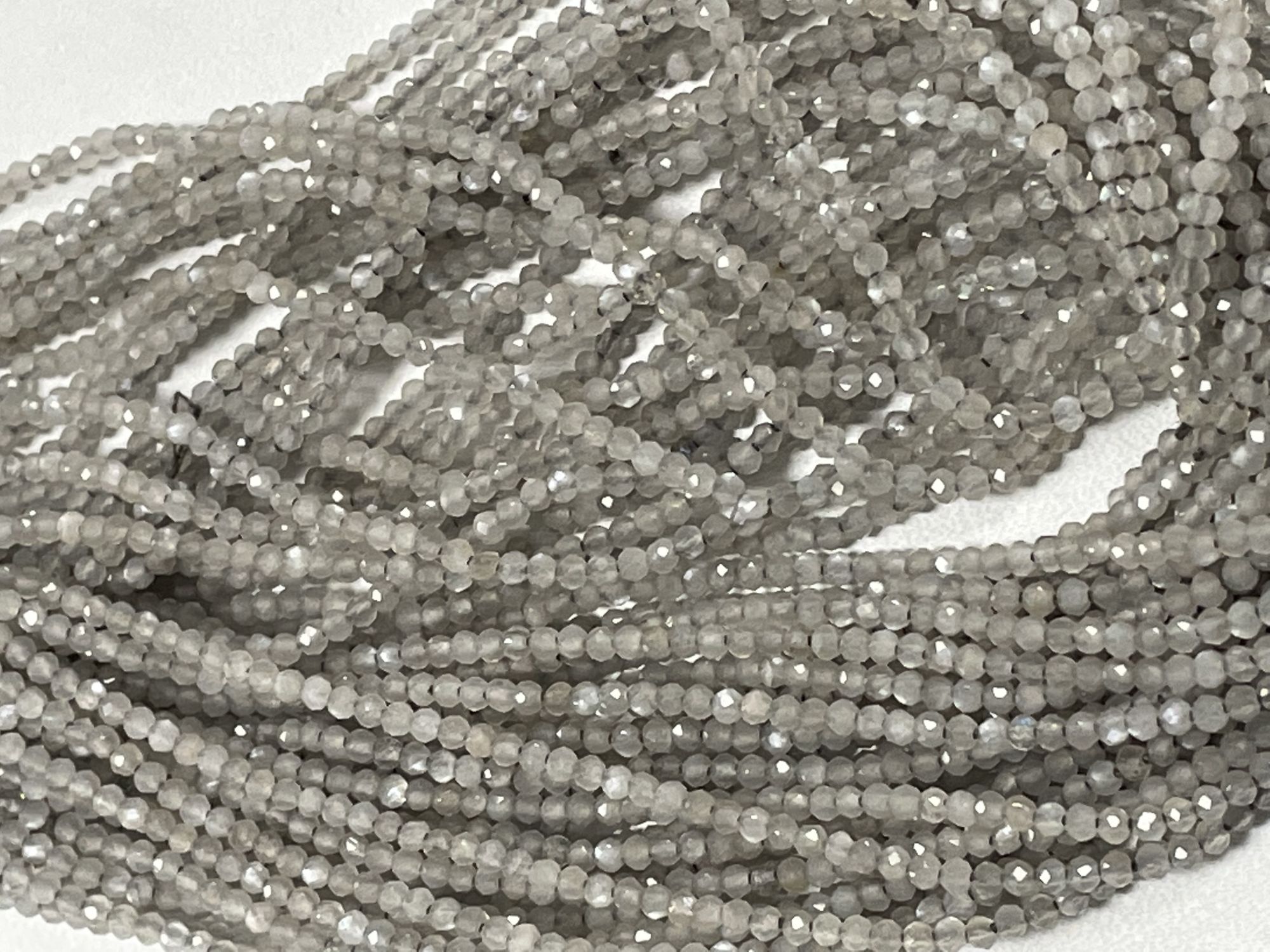 Grey Moonstone Rondelle Faceted