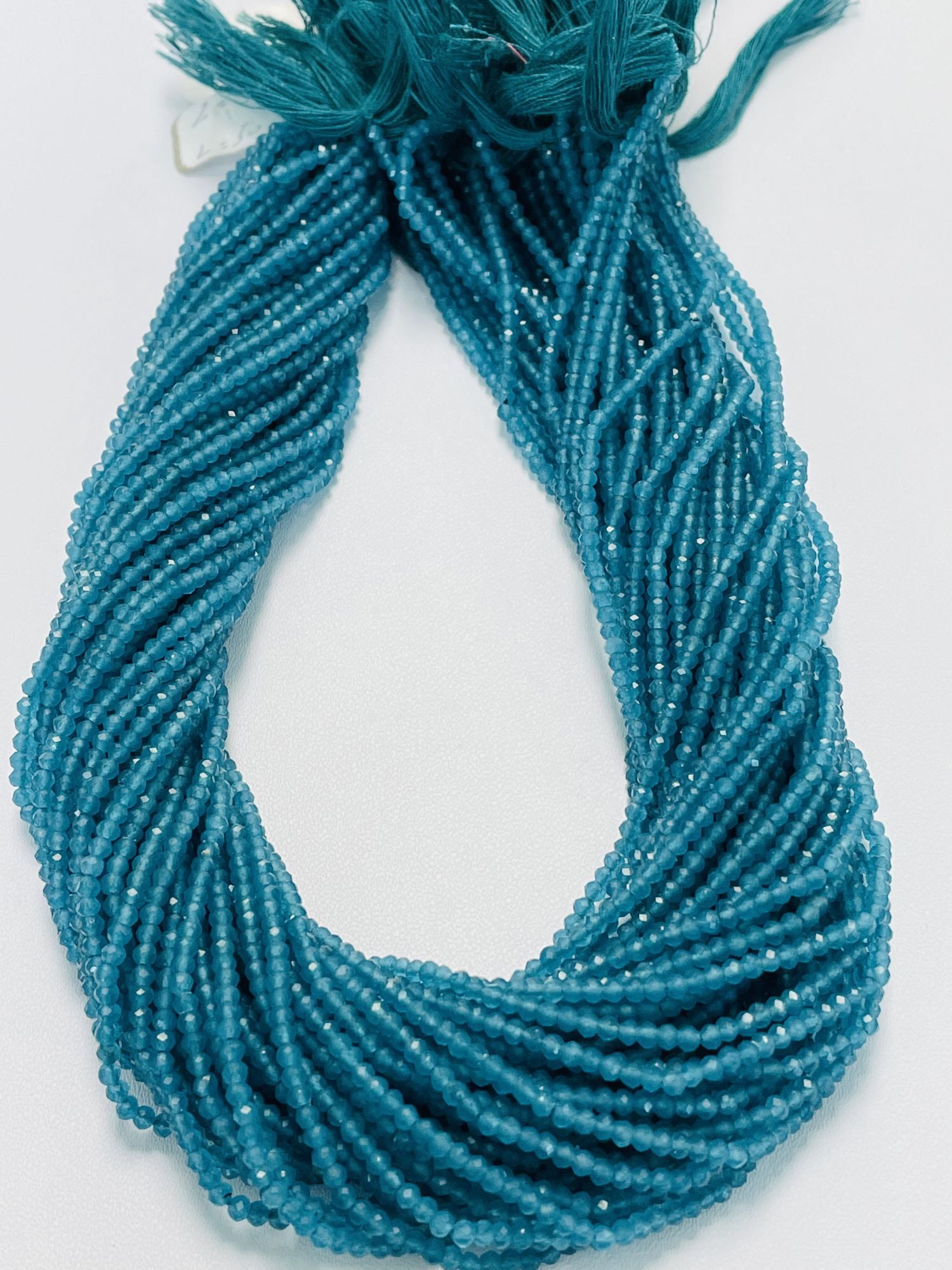 Teal Blue Onyx Rondelle Faceted