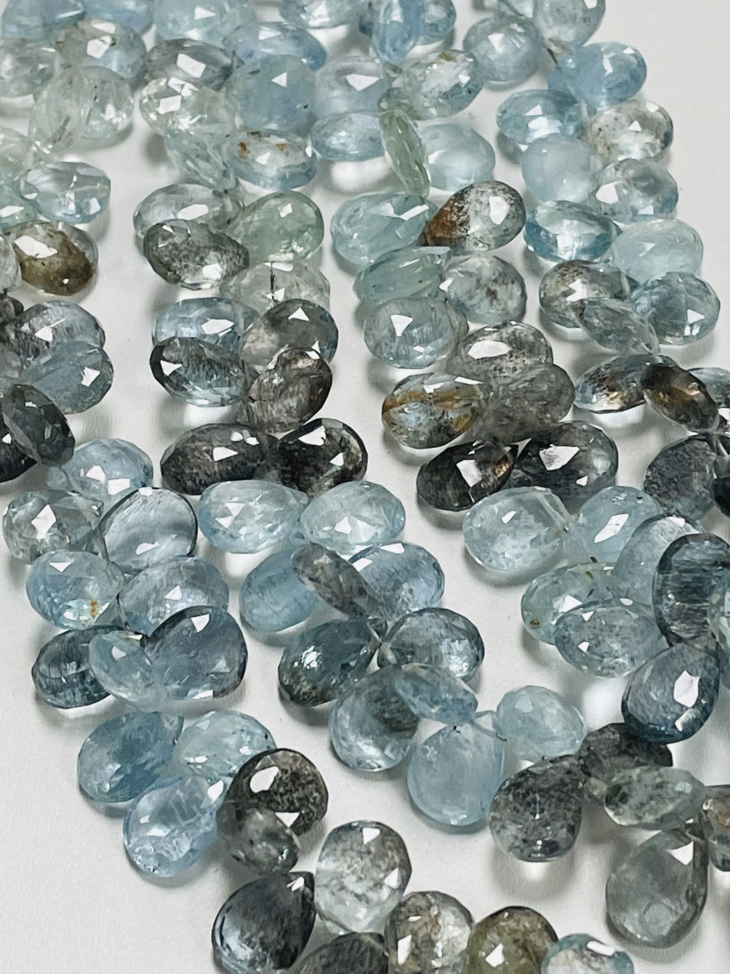 Copper Aquamarine Pears Faceted