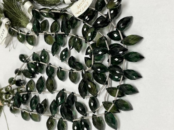 Forest Green Hydro Quartz Puff Marquise Faceted