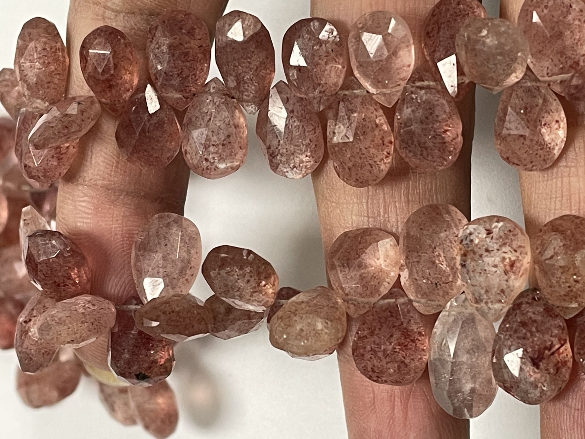 Pink Strawberry Quartz Pear Faceted