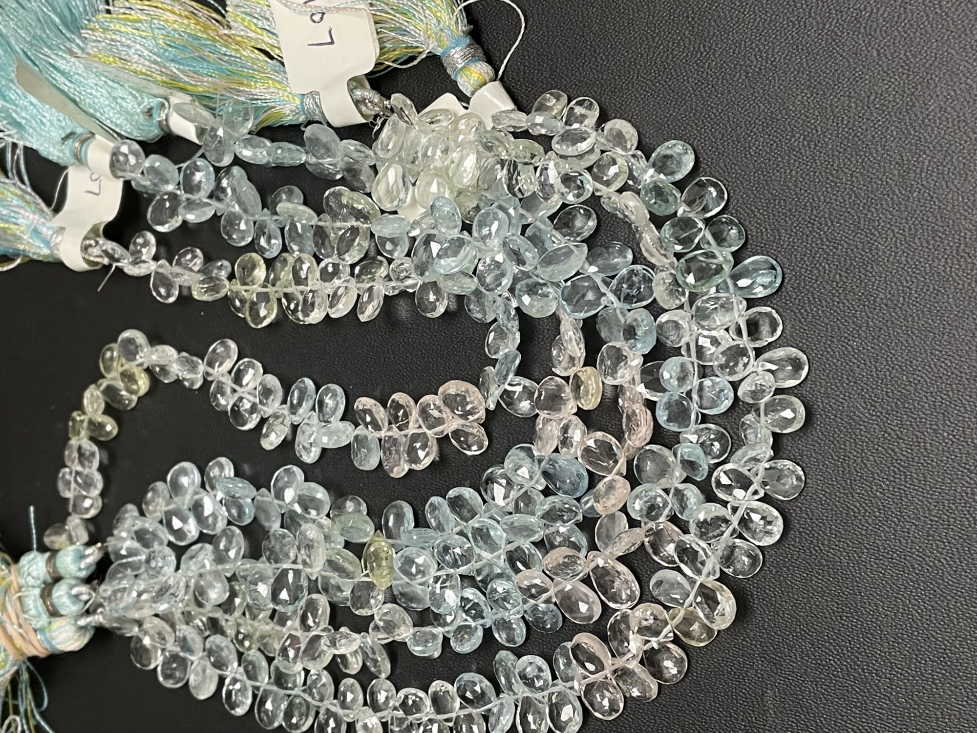 Multi Aquamarine Pear Faceted