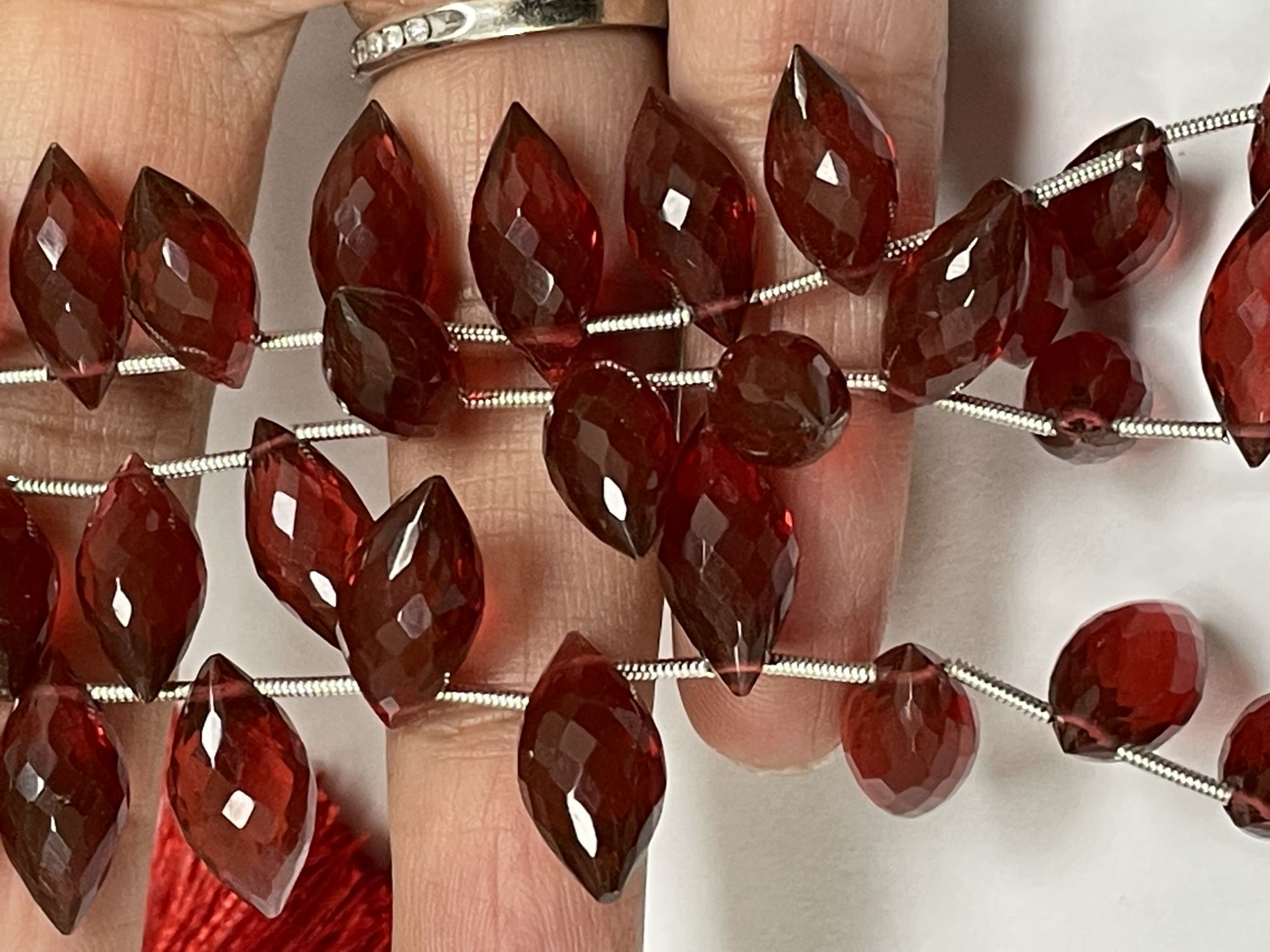 Red Hydro Quartz Puff Marquise Faceted