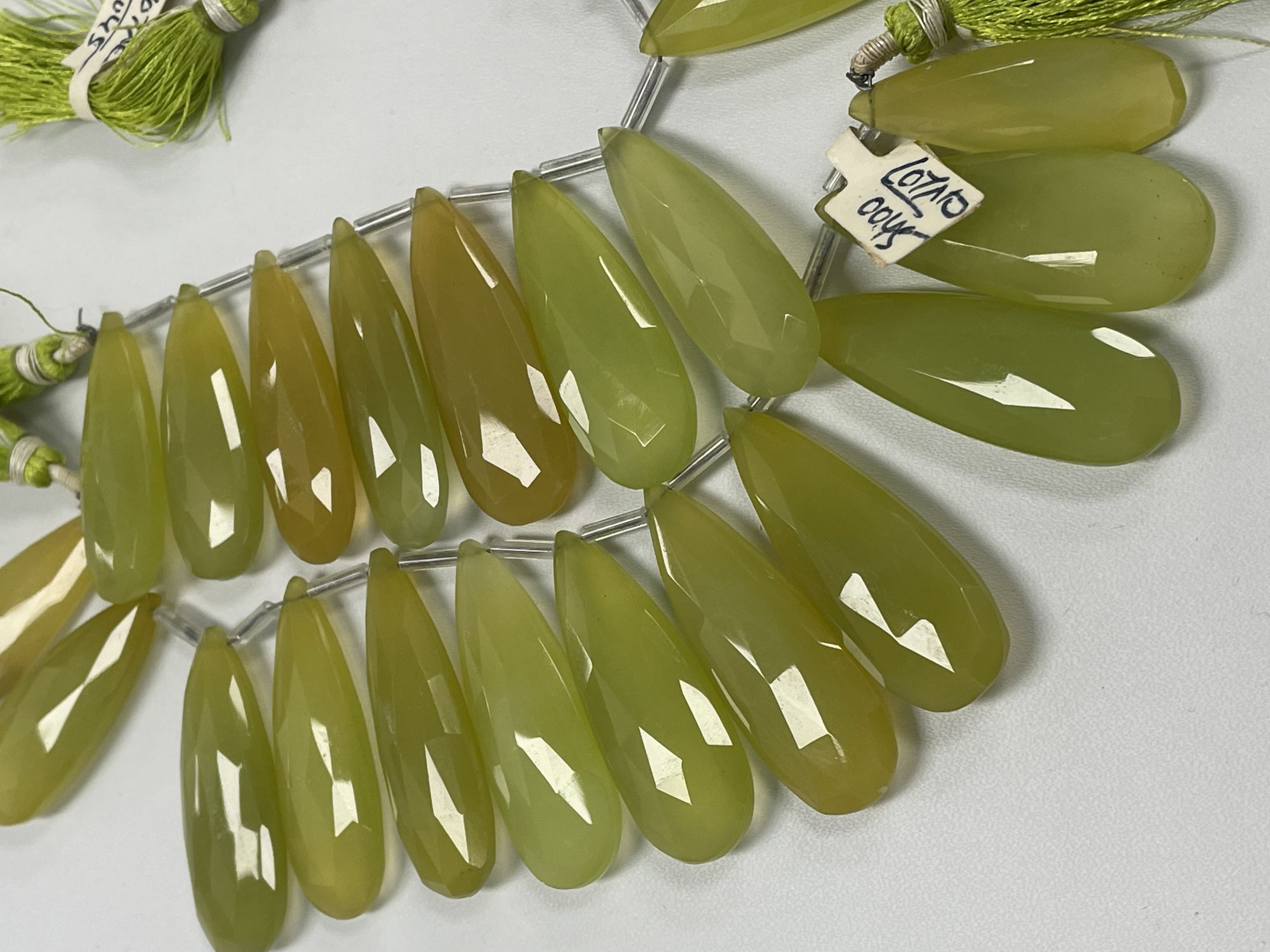 Green Chalcedony Long Pear Faceted