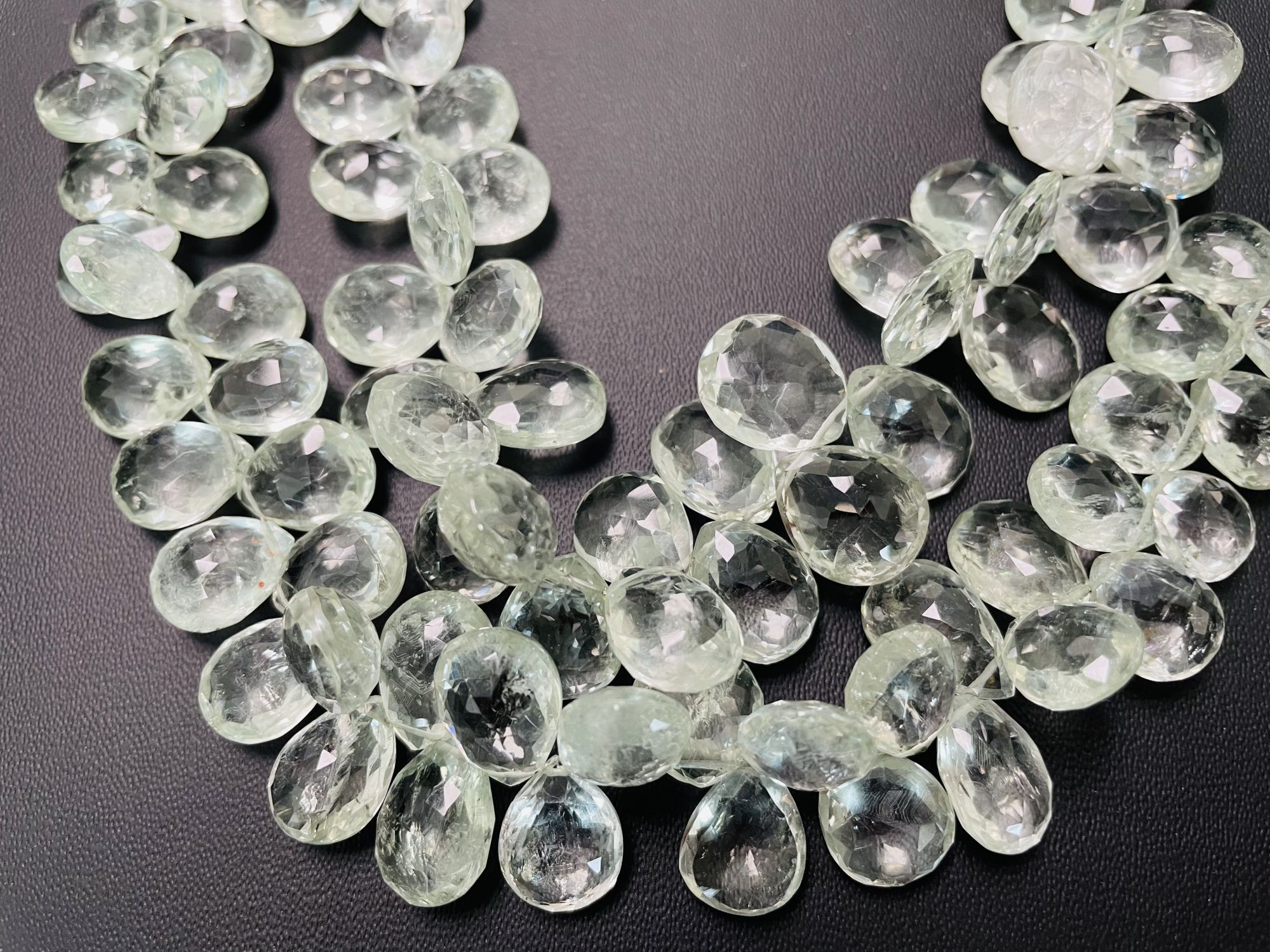 Green Amethyst Pears Faceted