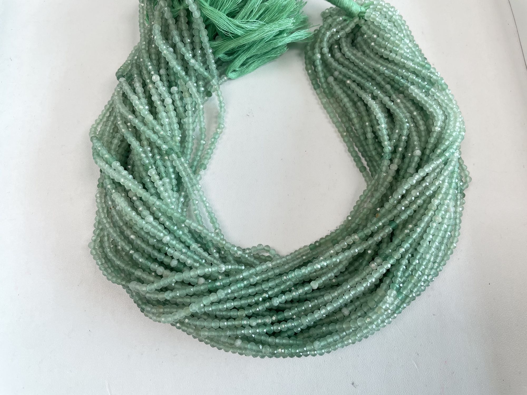 Shaded Green Strawberry Quartz Rondelle Faceted