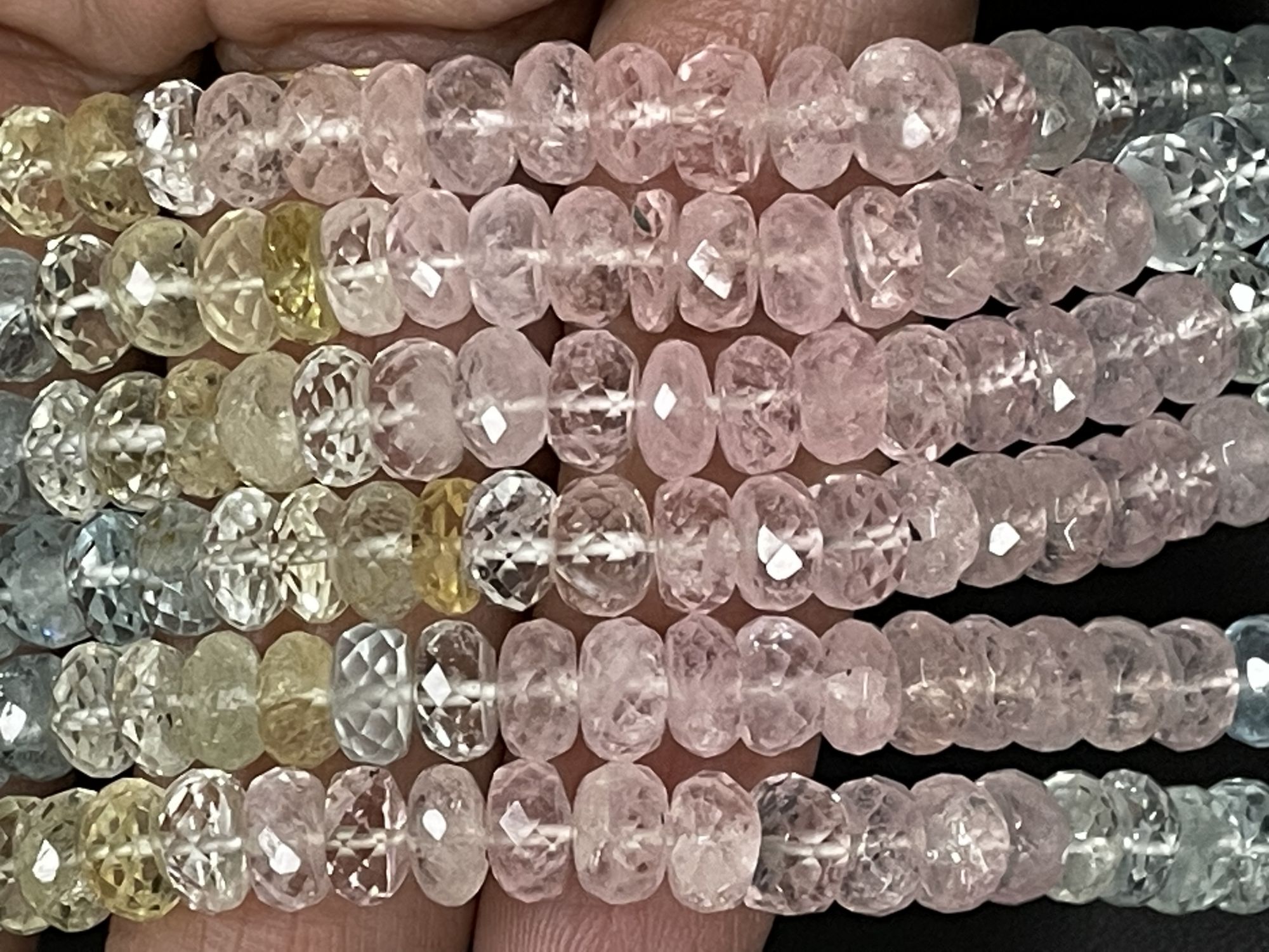 Multi Aquamarine Rondelle Faceted