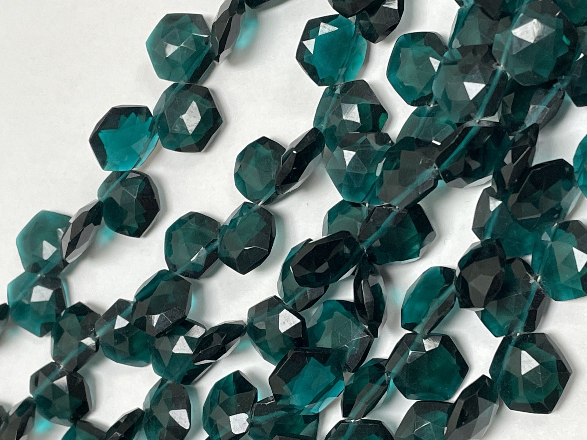 Teal Hydro Quartz Hexagon Faceted