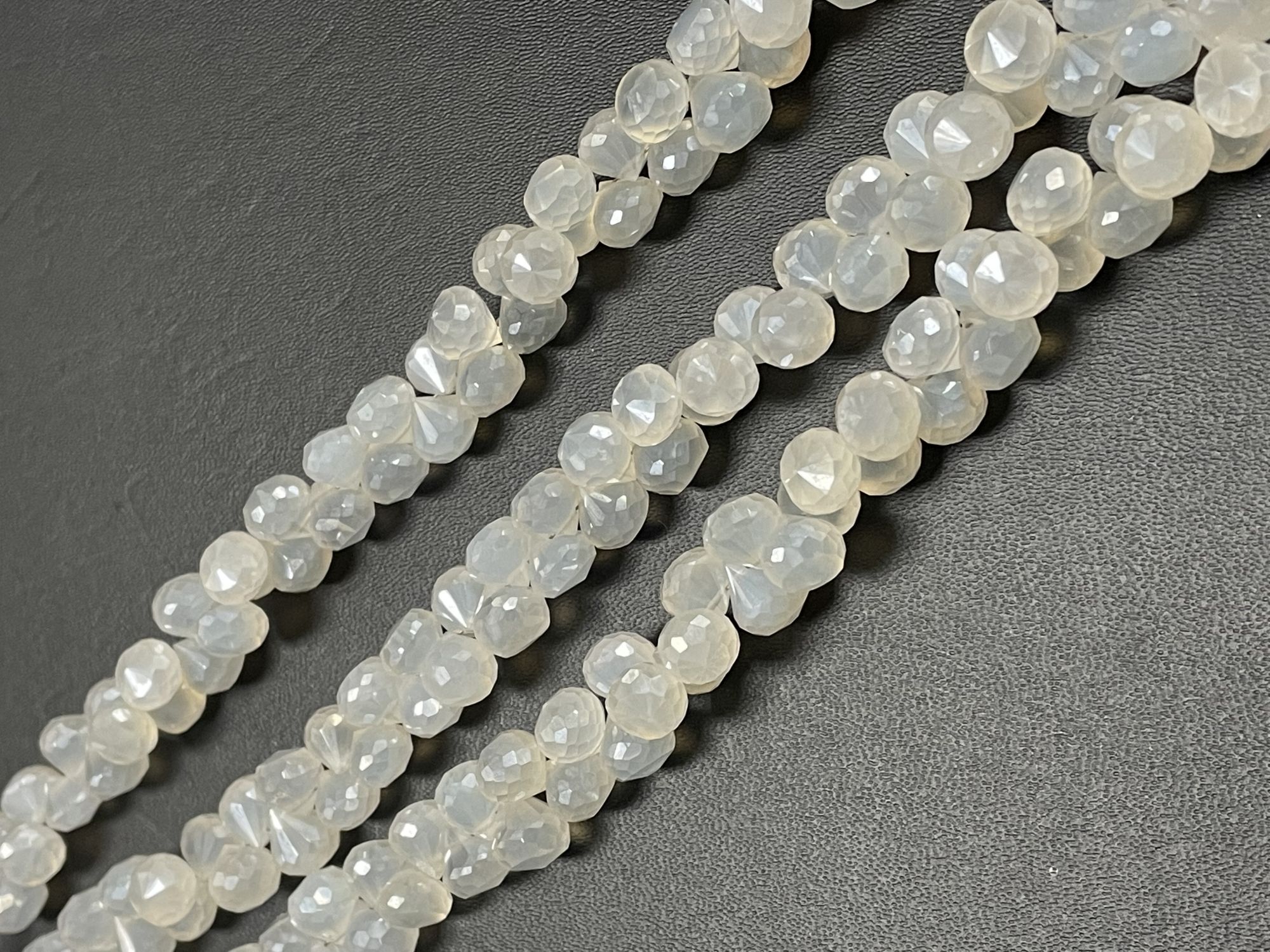 Pearl White Chalcedony Onions Faceted