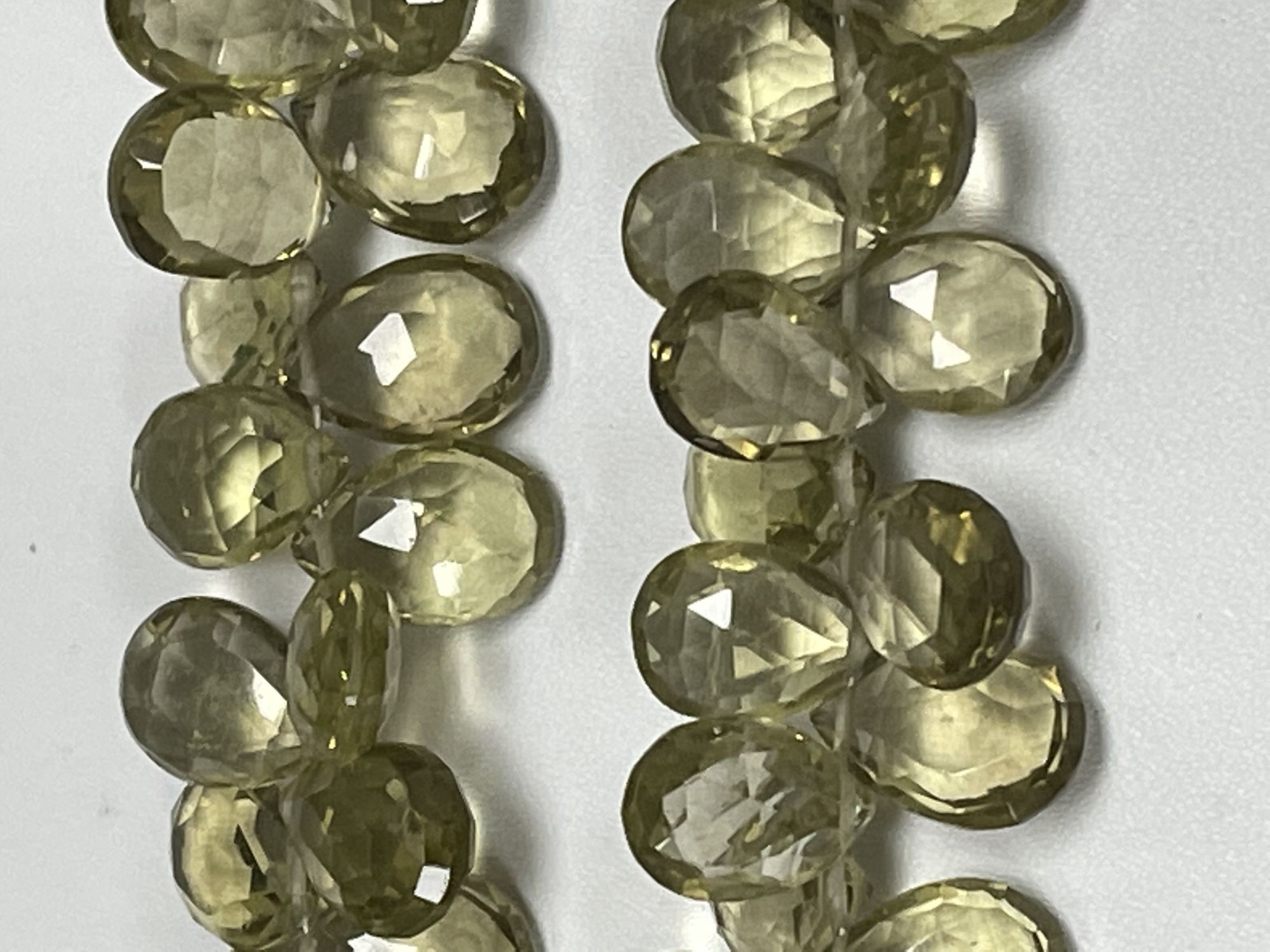 Olive Quartz Pear Faceted