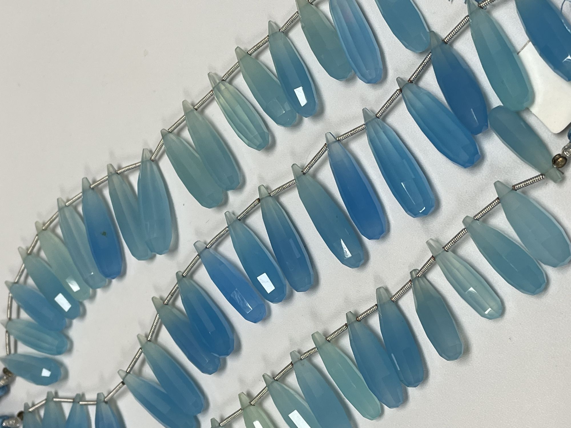 Blue Chalcedony Long Drop Faceted