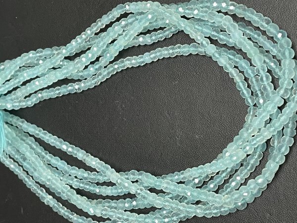 Aqua Chalcedony Rondelle Faceted