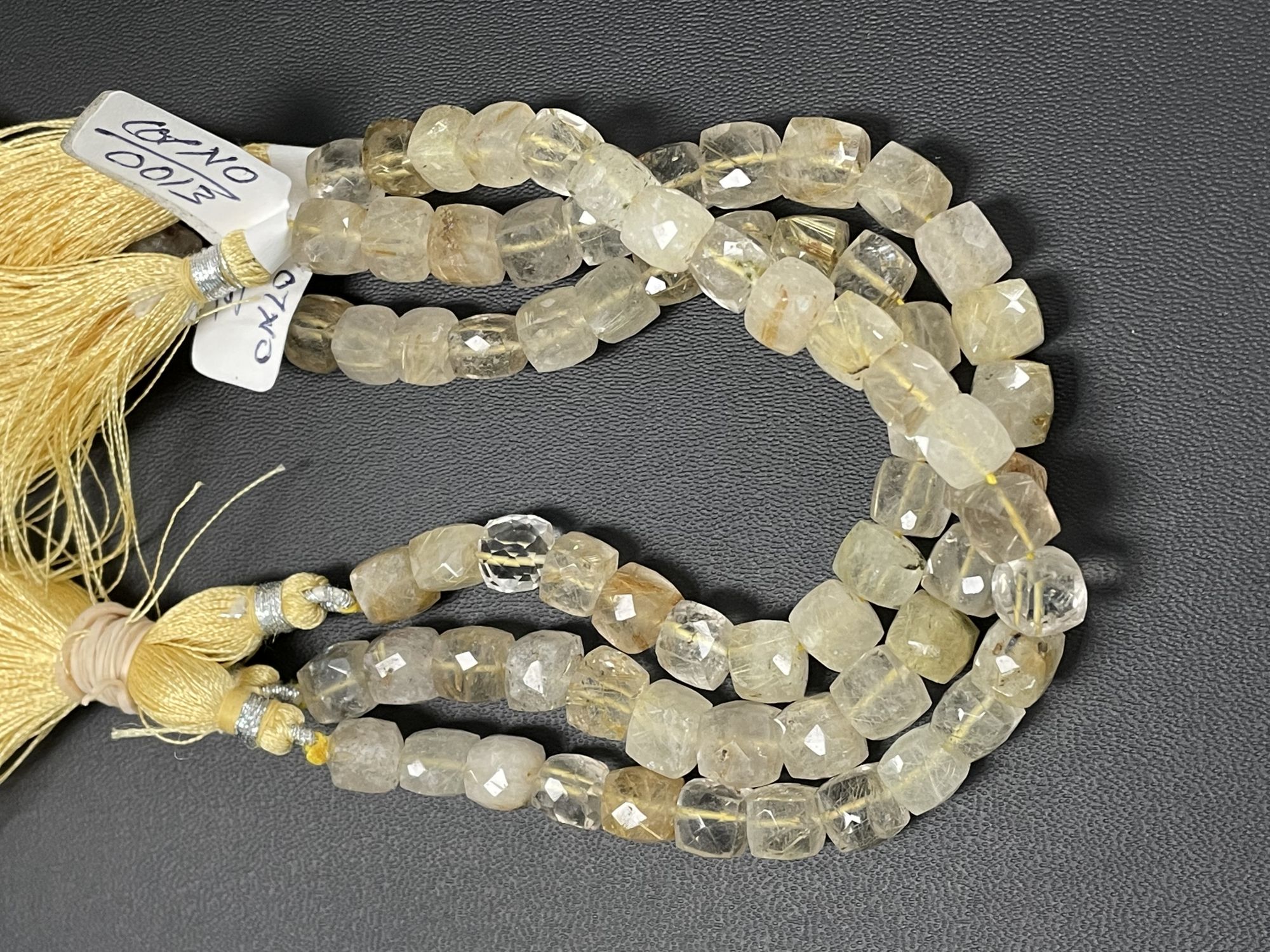 Golden Rutilated Quartz Cubes Faceted