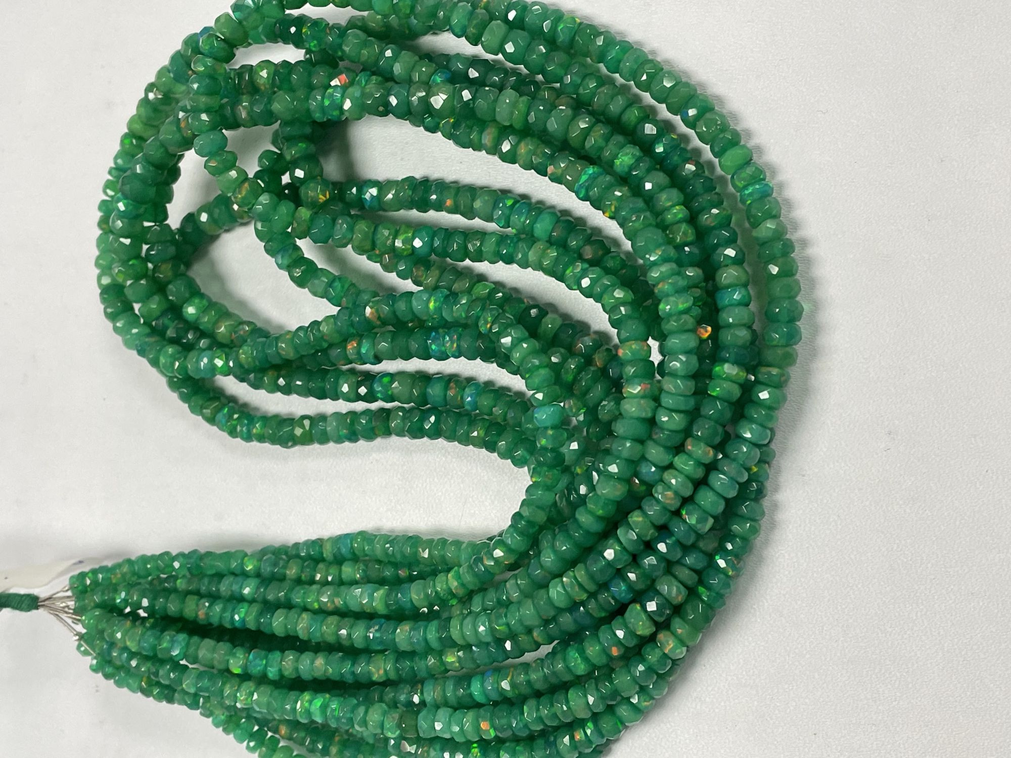 Green Ethiopian Opal Rondelle Faceted