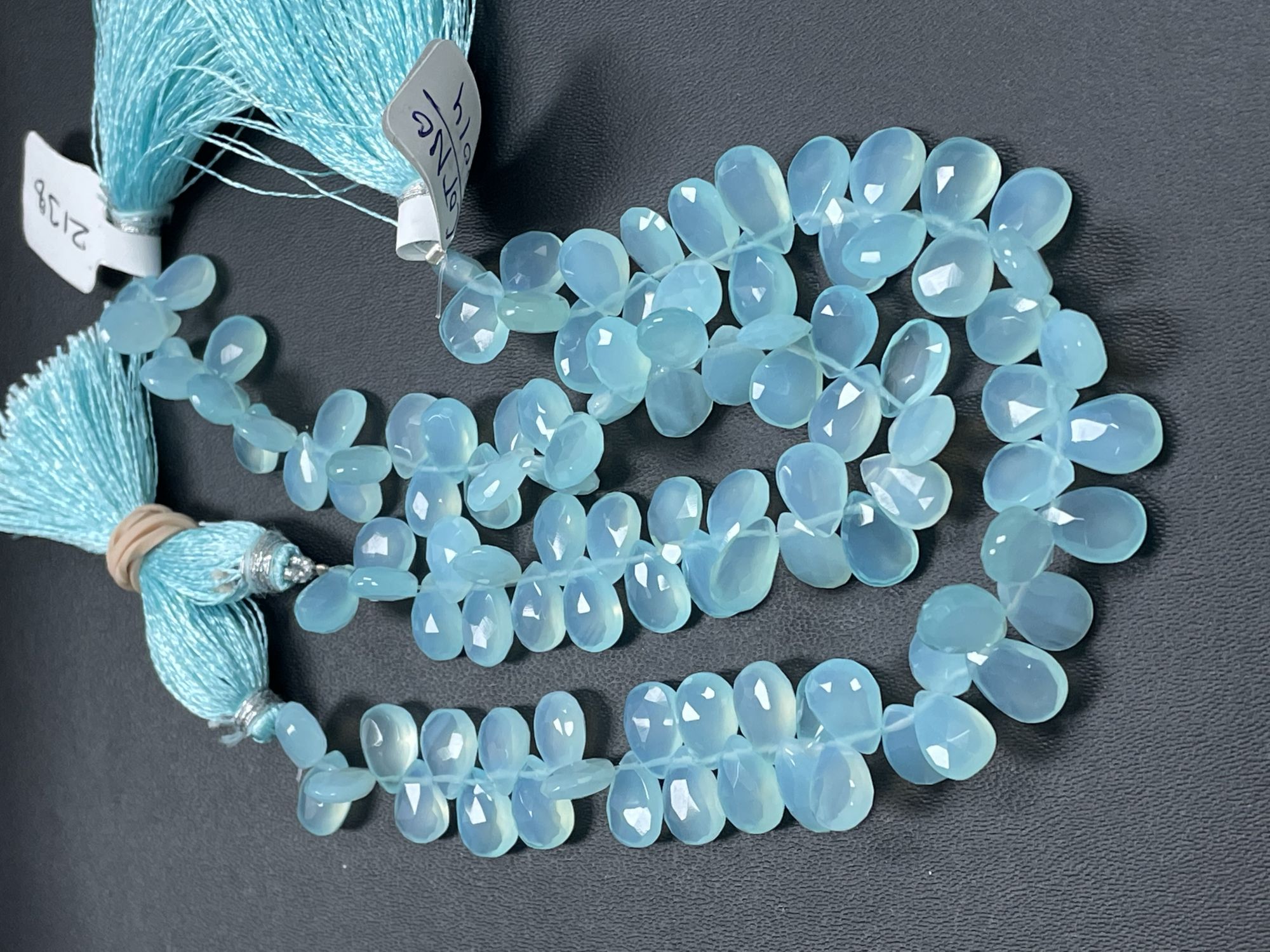 Aqua Chalcedony Pear Faceted