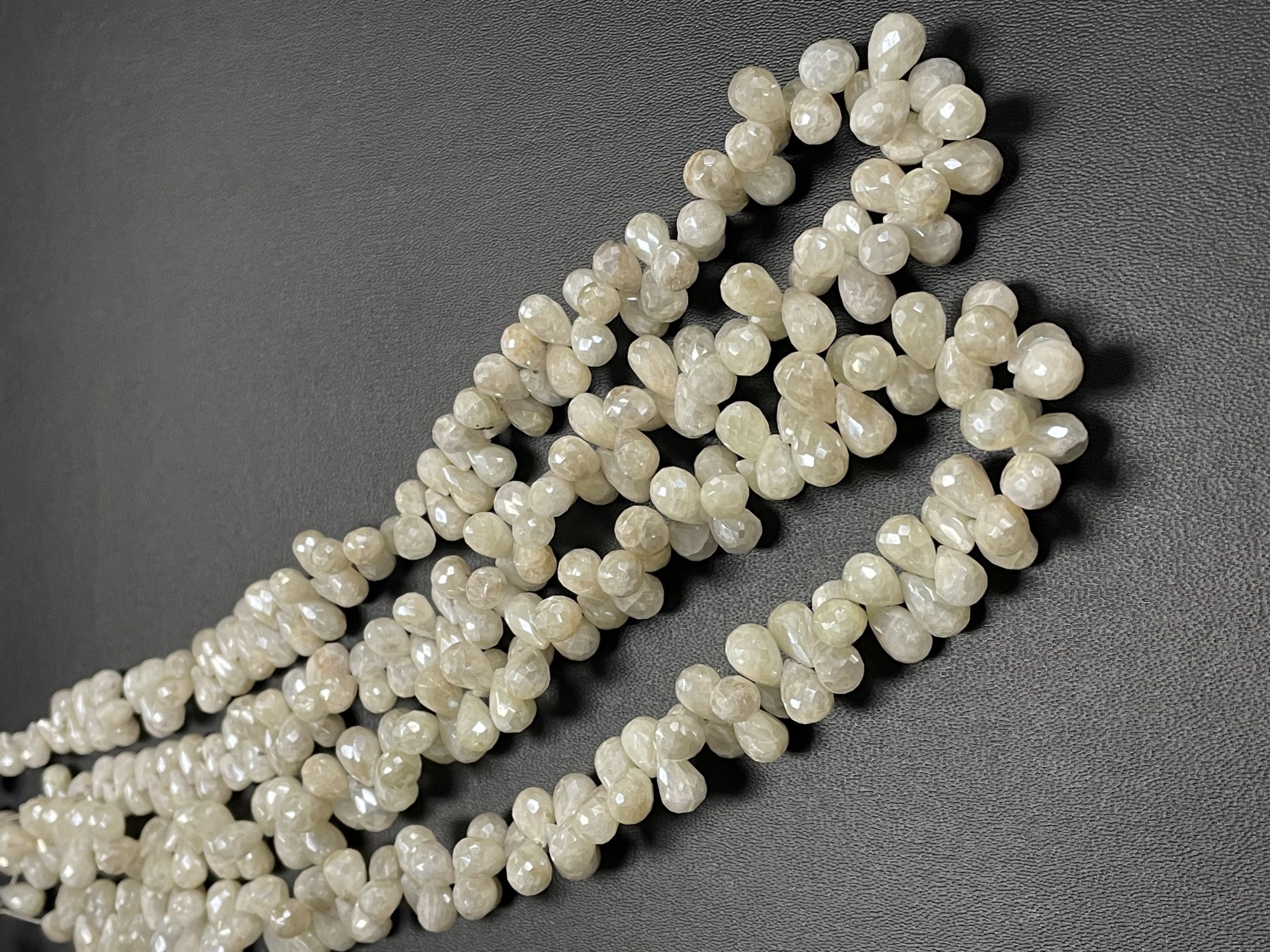 Pearl White Silverite Drop Faceted
