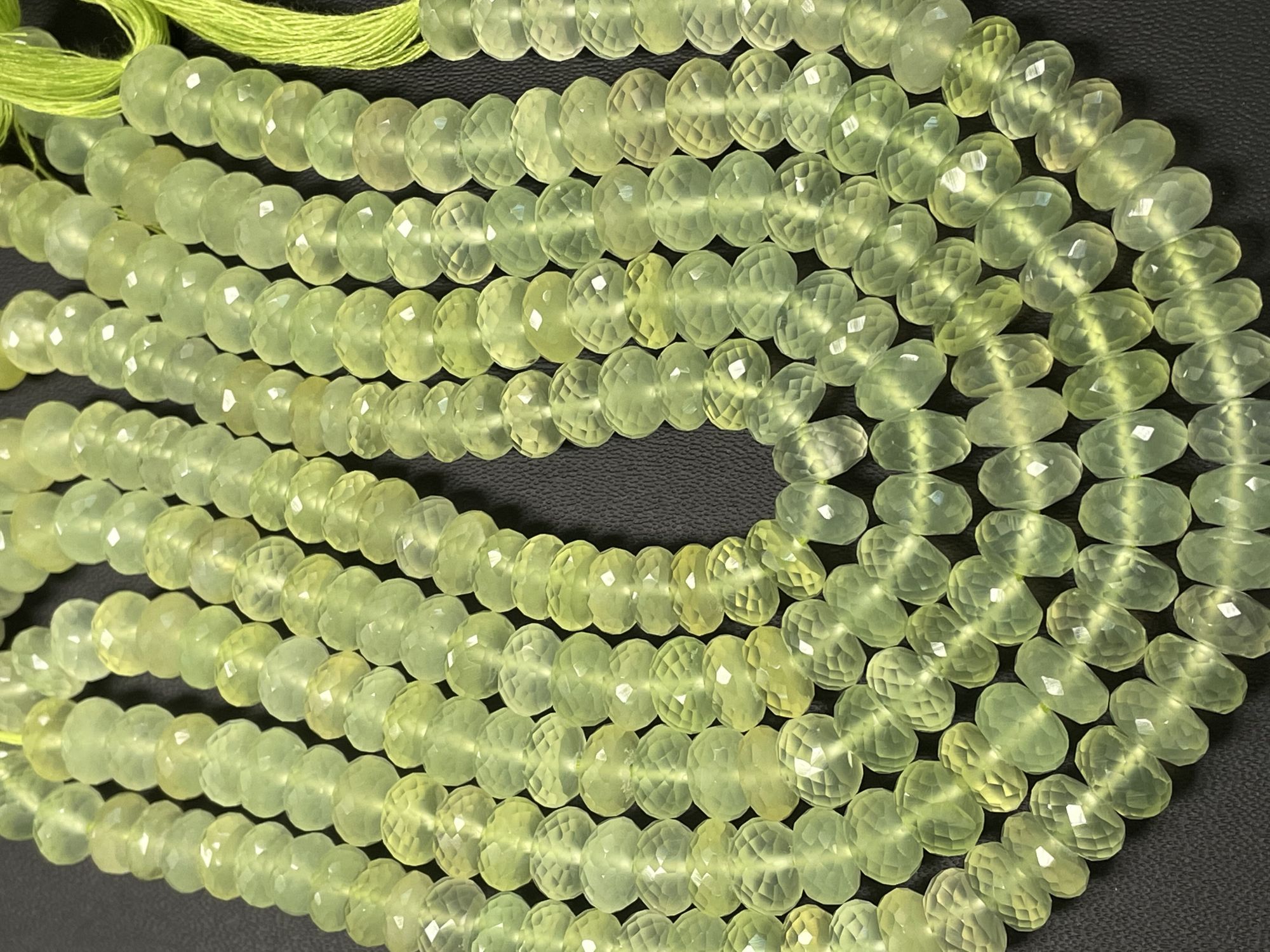 Green Chalcedony Rondelles Faceted