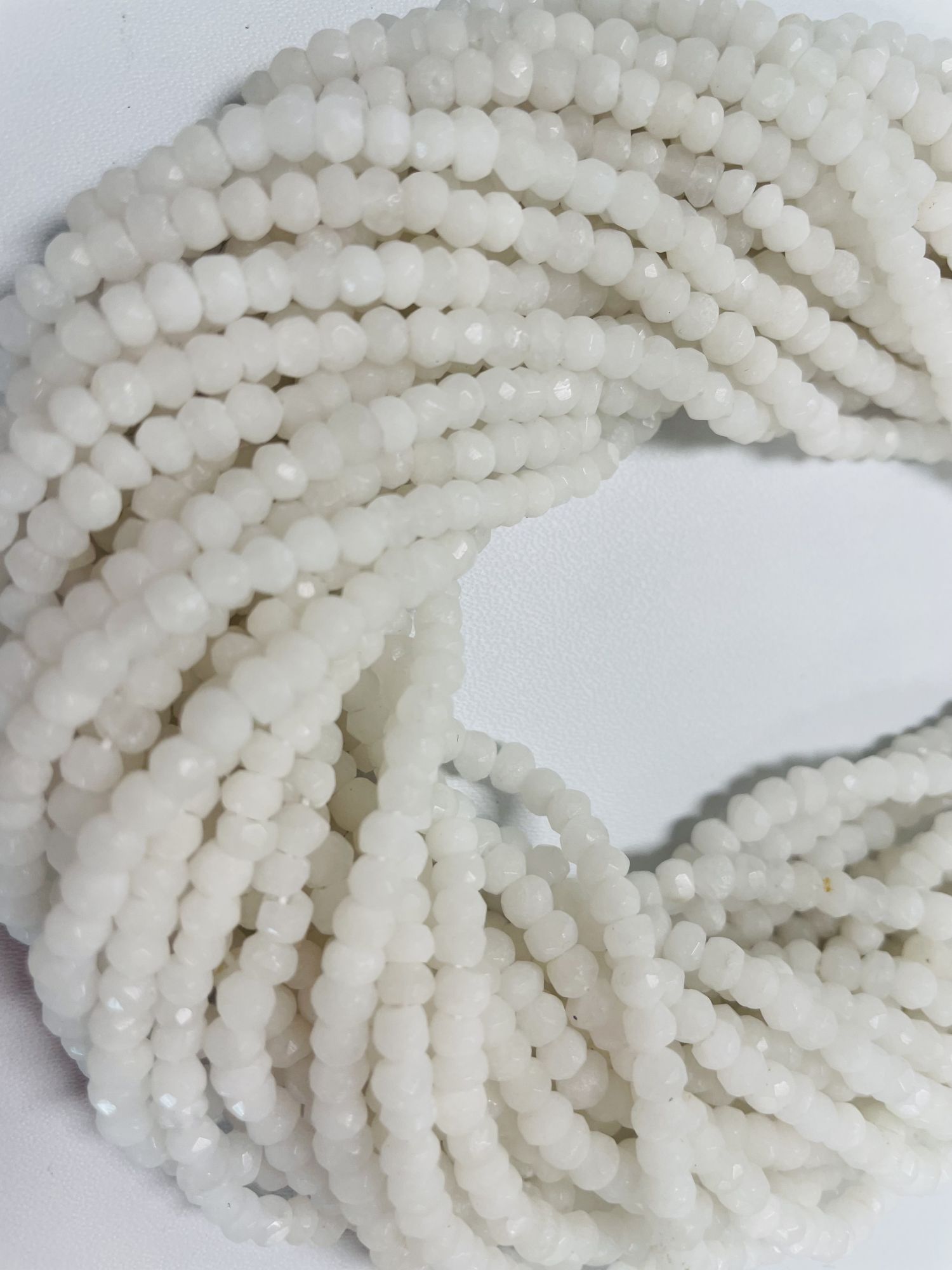 White Agate Rondelle Faceted