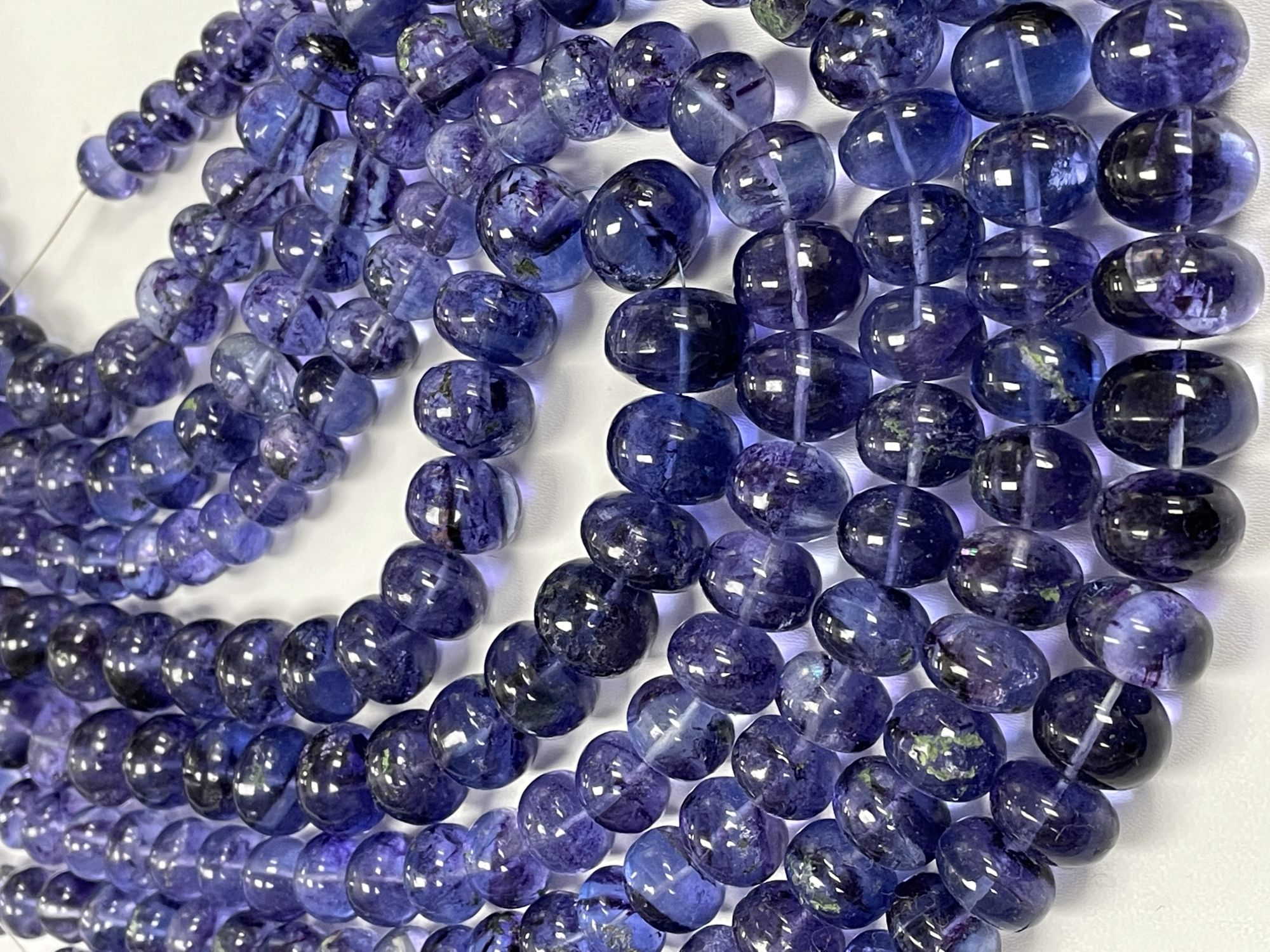 Blue Fluorite Rondelle Smooth Graduated