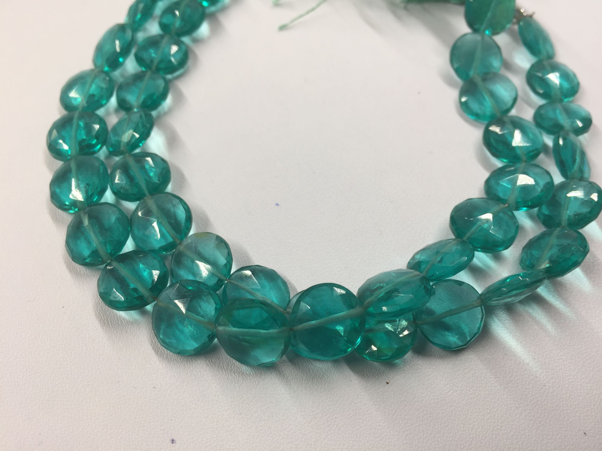 Teal Blue Hydro Quartz Coin Faceted