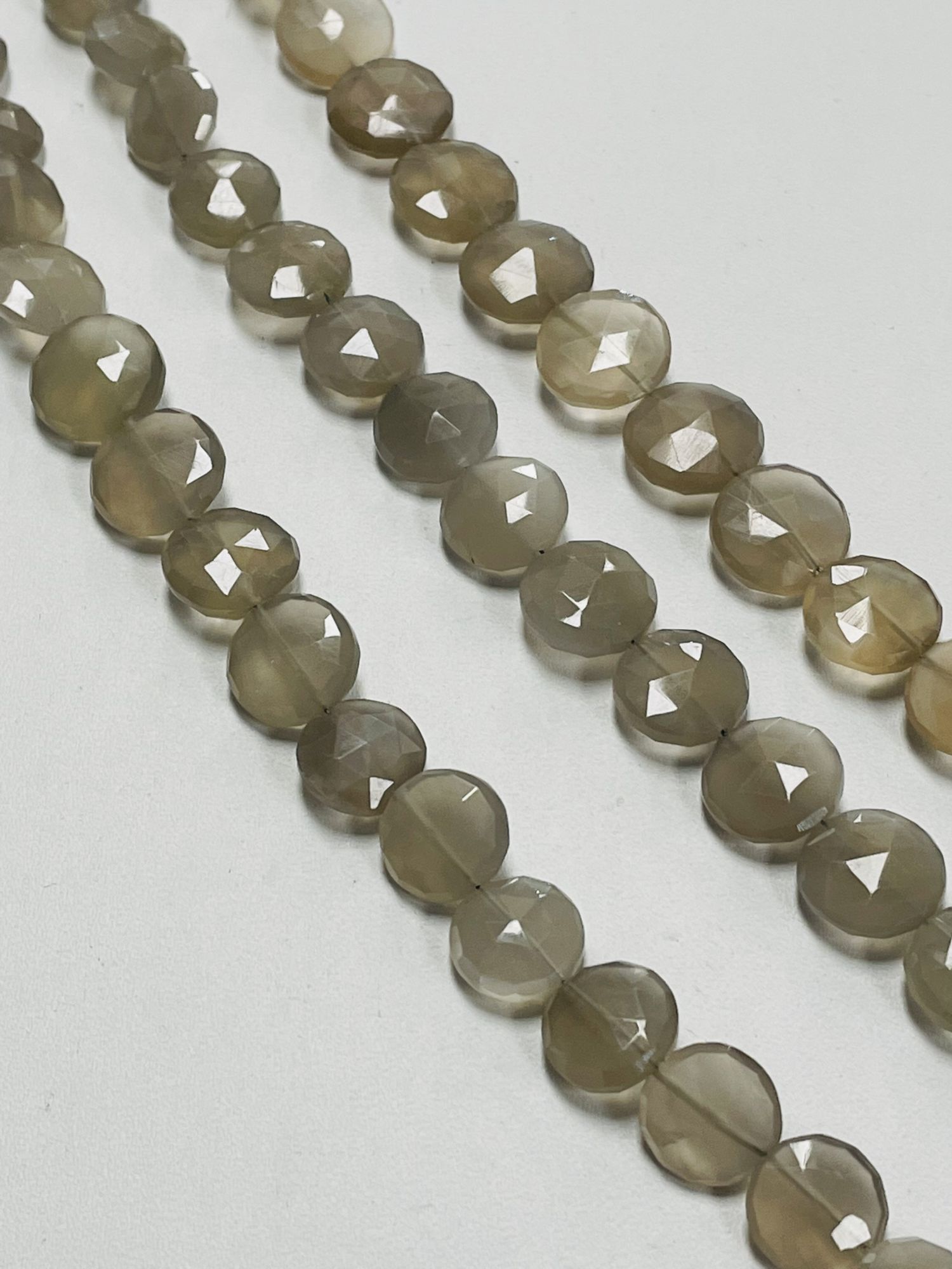 Grey Chalcedony Coin Faceted