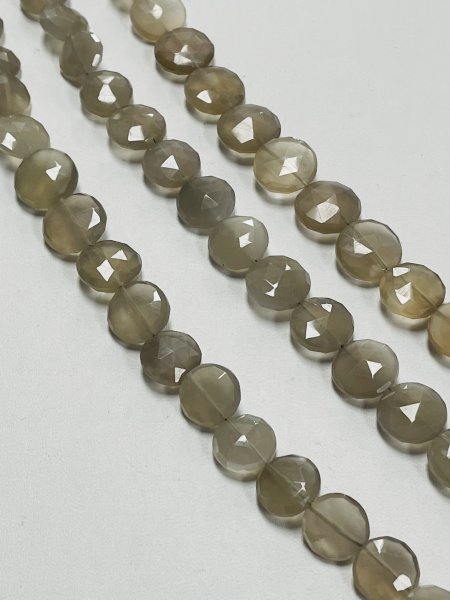 Grey Chalcedony Coin Faceted