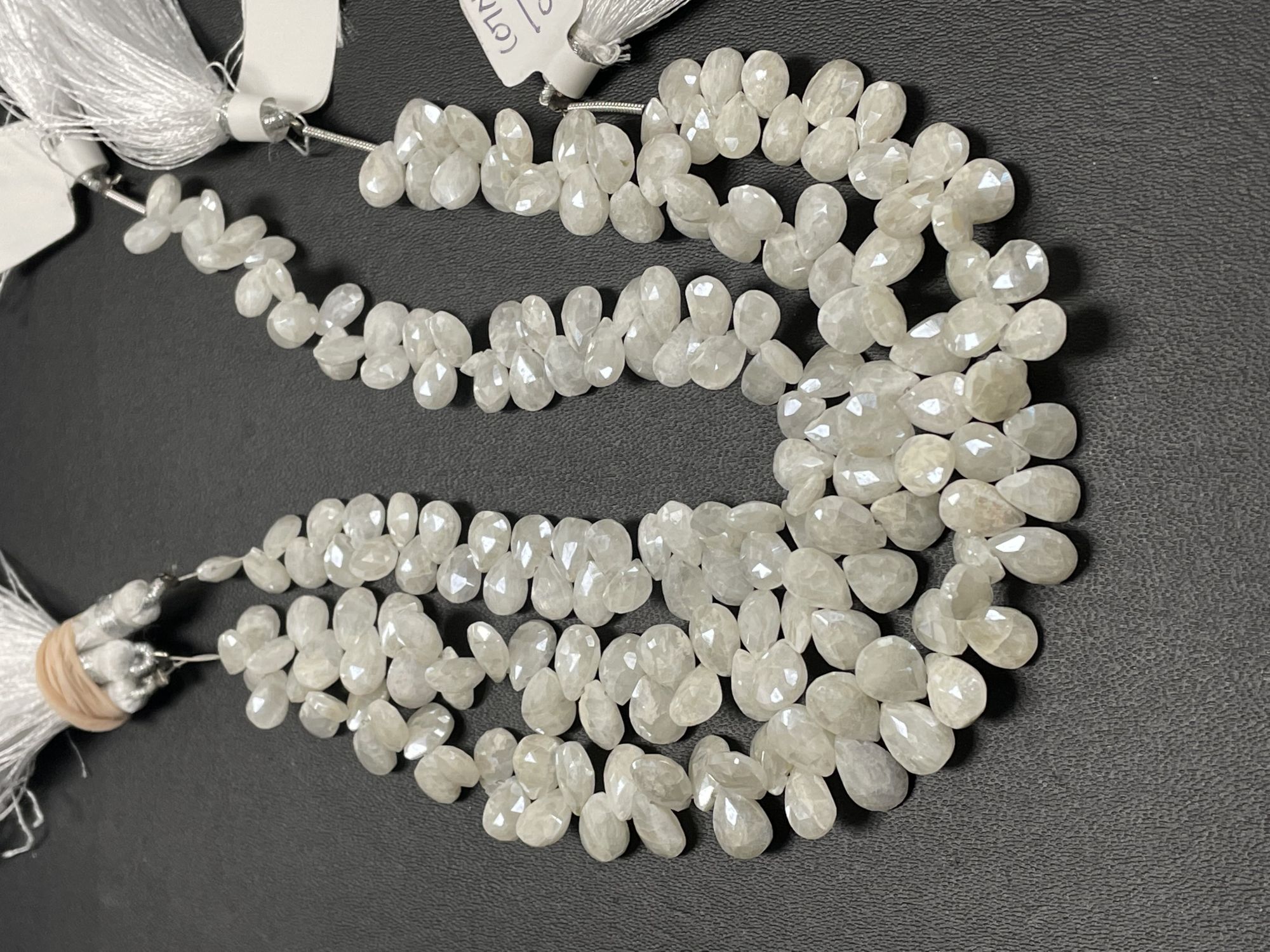 Pearl White Silverite Pears Faceted