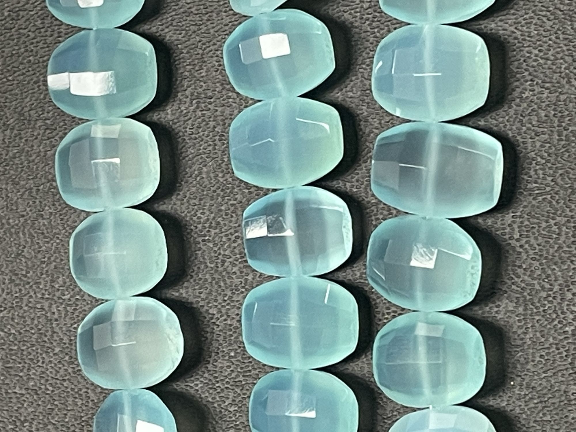 Aqua Chalcedony Flat Barrel Faceted