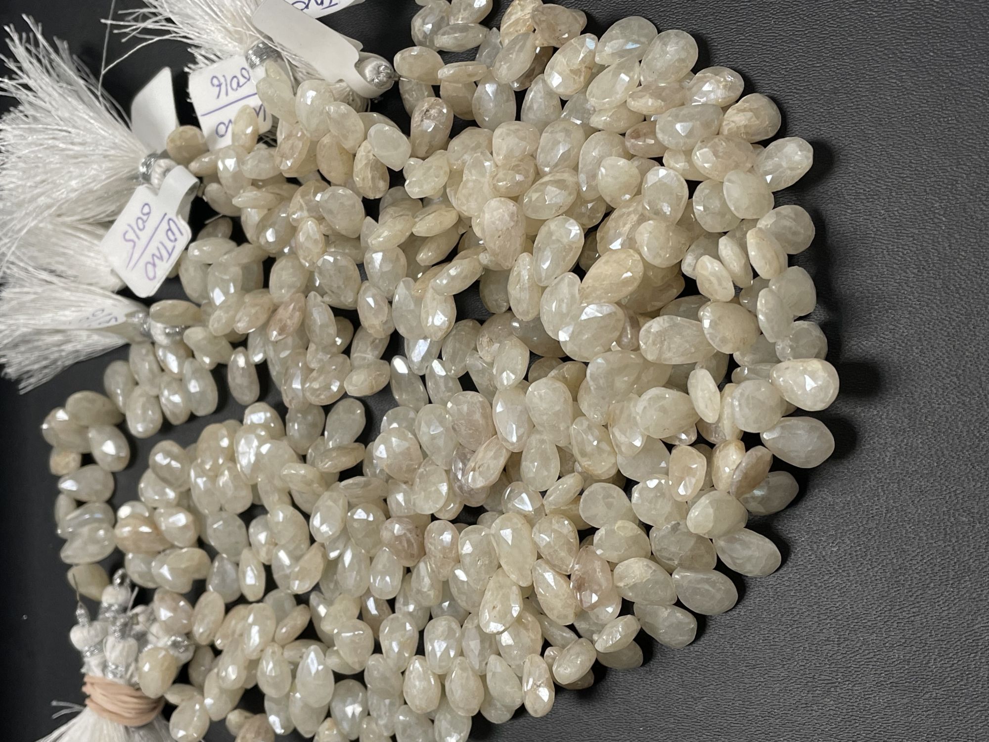 Pearl White Silverite Pear Faceted
