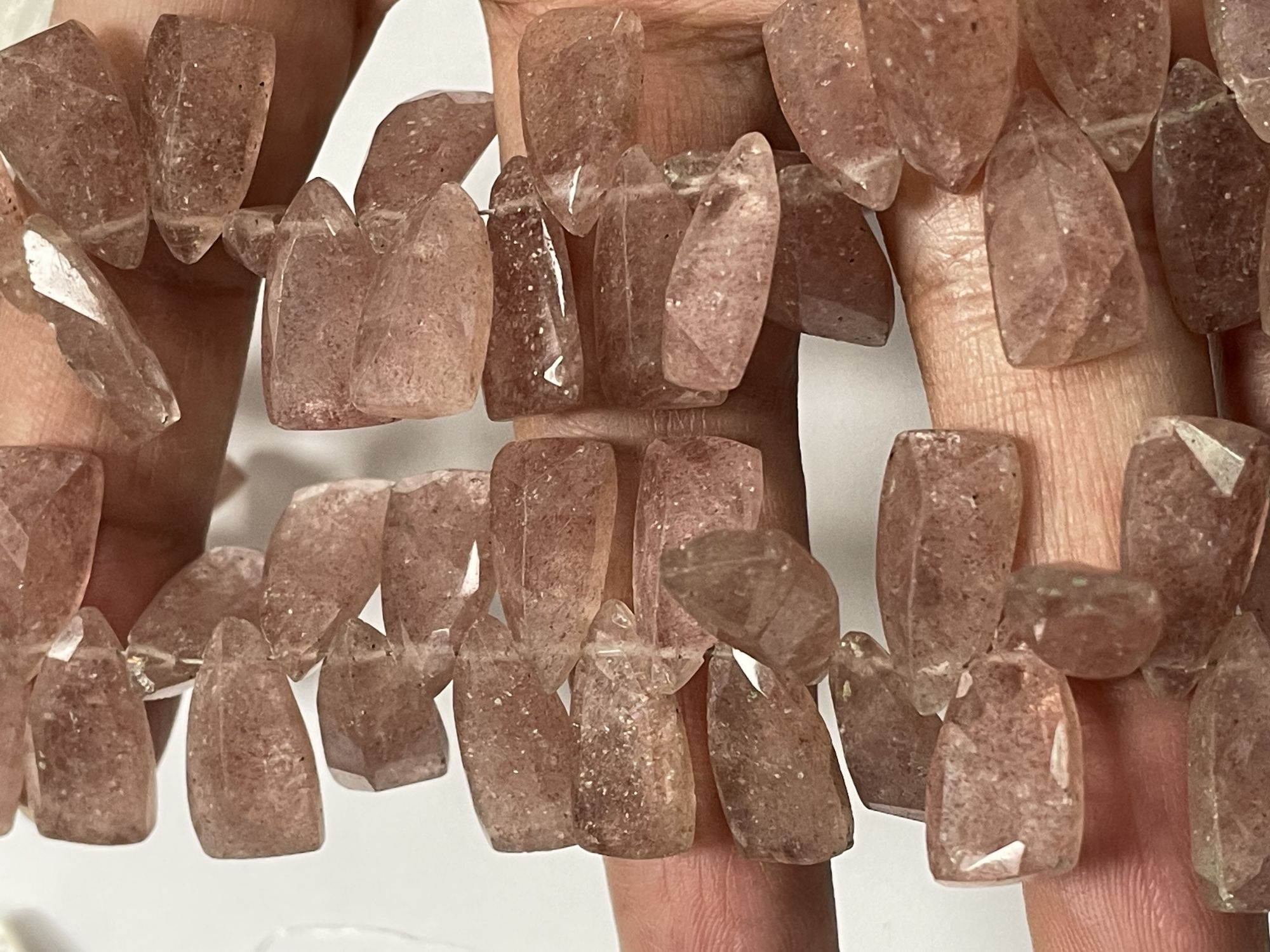 Pink Strawberry Quartz Fan Cut Faceted